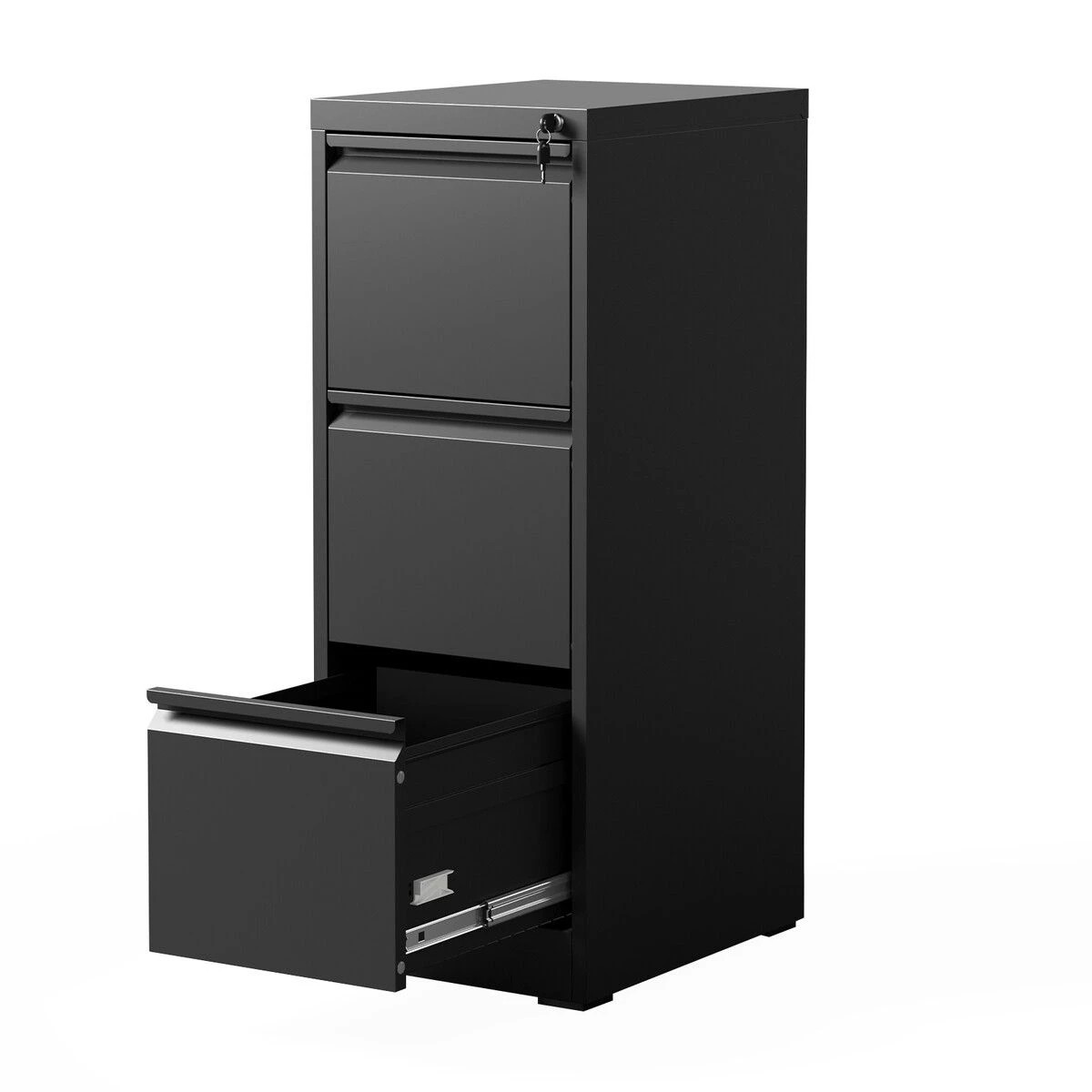 2 Ausway File Cabinet 3 Drawer Filing Organiser Steel Locker Cupboard Home Office Storage Unit, 2 of 2