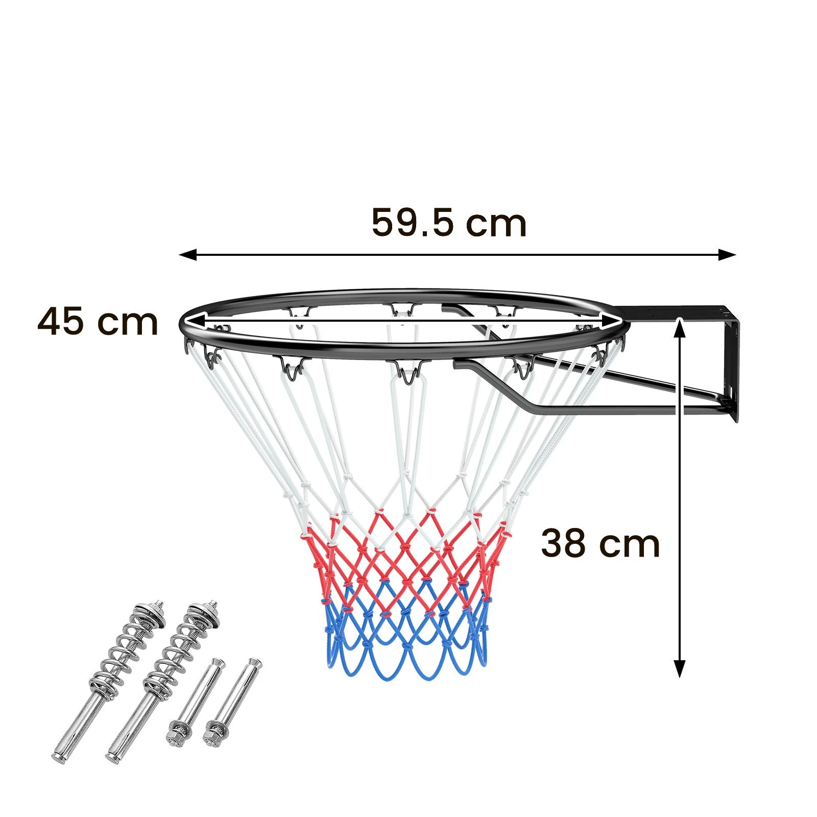 3 Costway 45CM Basketball Rim Replacement Wall Mounted Basketball Hoop Ring w/12 Loops, 3 of 3
