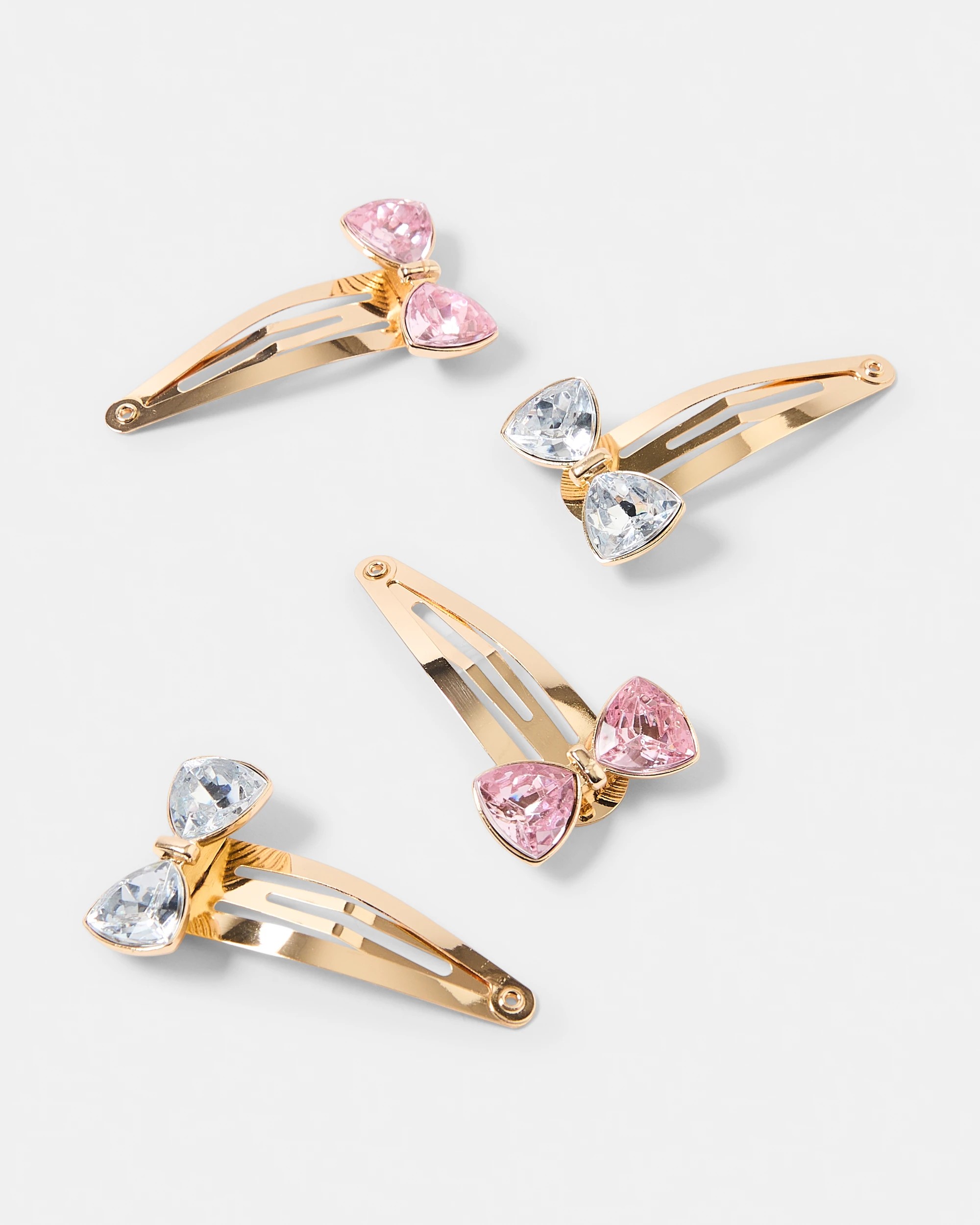 2 3 Pack Gold Tone Jewel Bow Hair Clips, 2 of 3