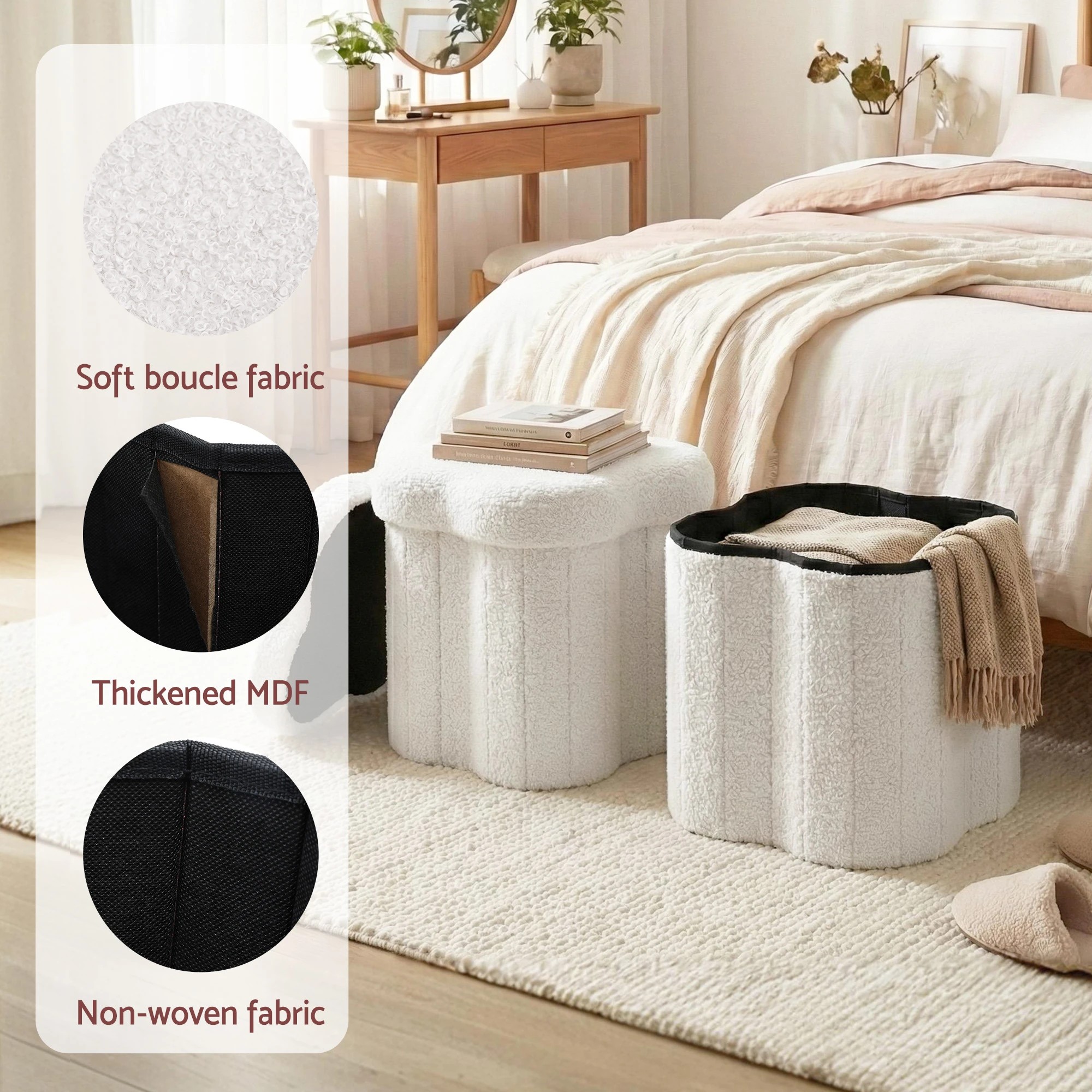 4 Artiss Storage Ottoman Foot Stool Foldable - White, 4 of 4