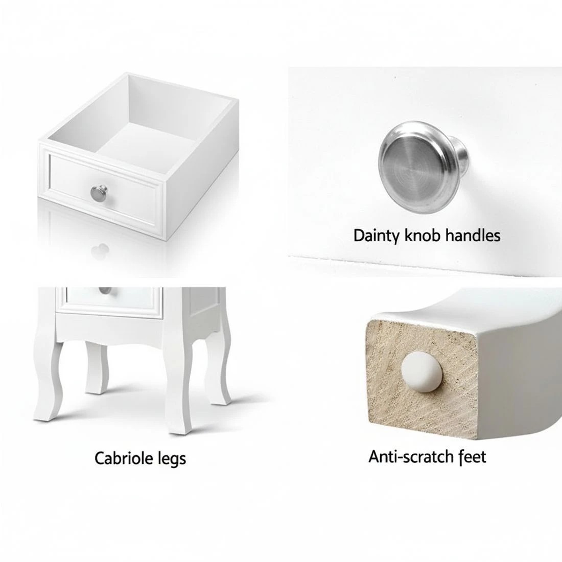 3 Artiss Bedside Table 2 Drawers - White, 3 of 7