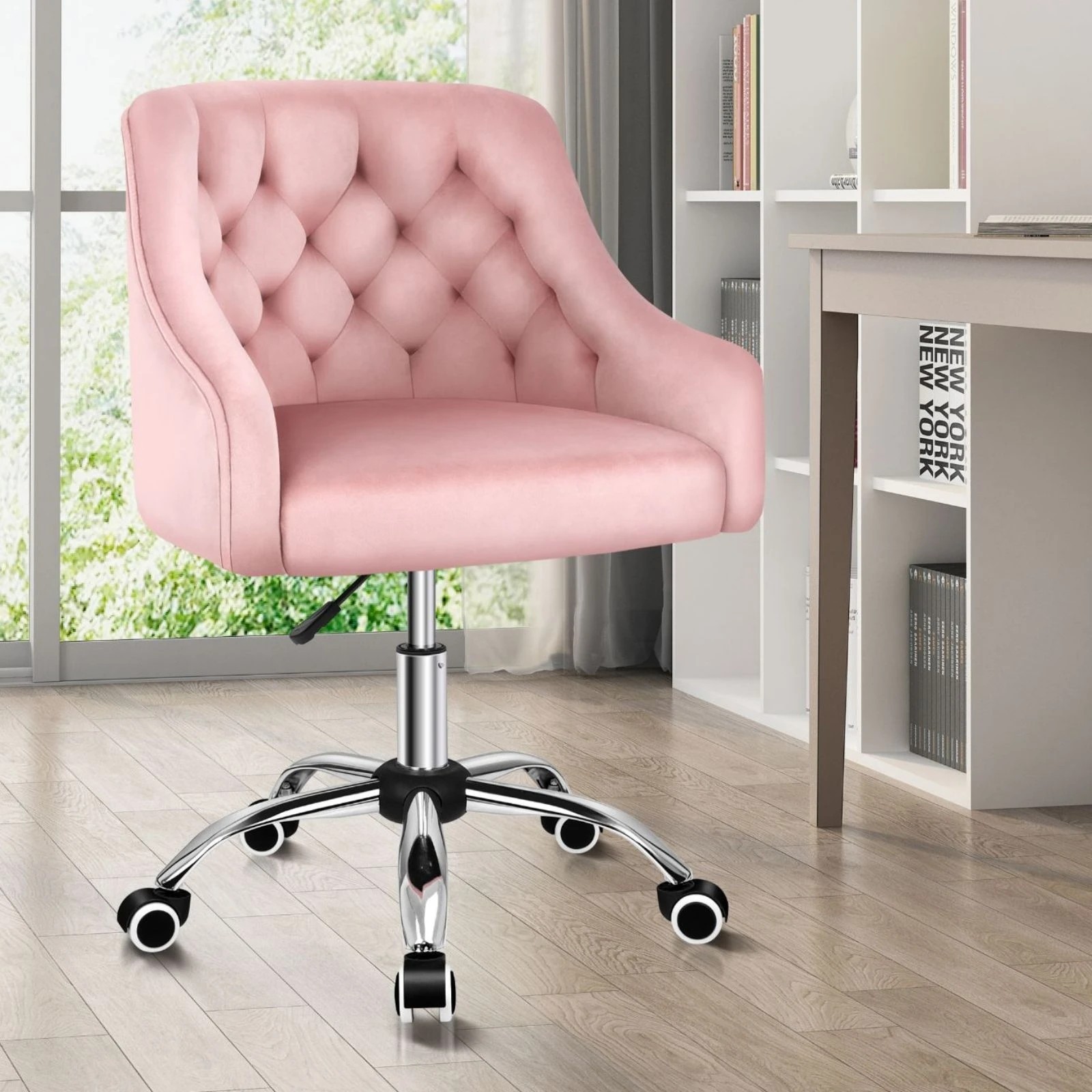 8 Alfordson Velvet Office Chair Computer Swivel Armchair Work Adult Kids - Pink, 8 of 10