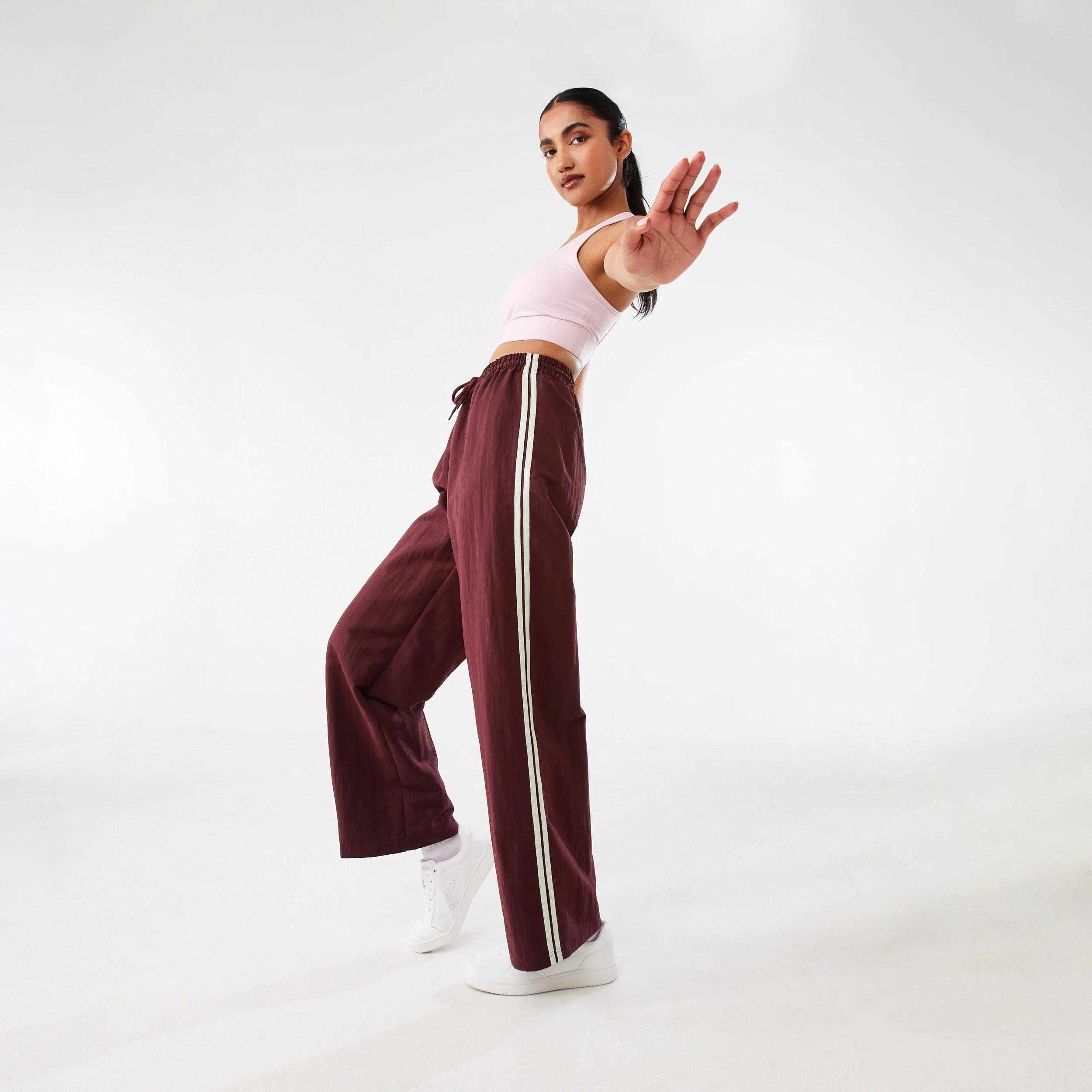 3 Active Womens Contrast Panelled Pants BURGUNDY CHERRY, 3 of 9