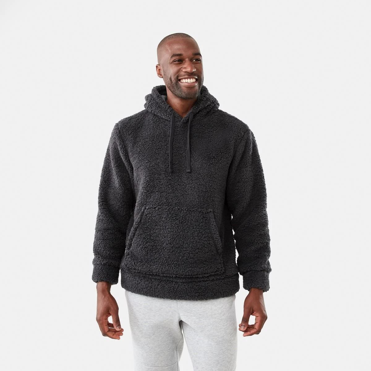 1 Long Sleeve Sherpa Hoodie Charcoal, 1 of 6
