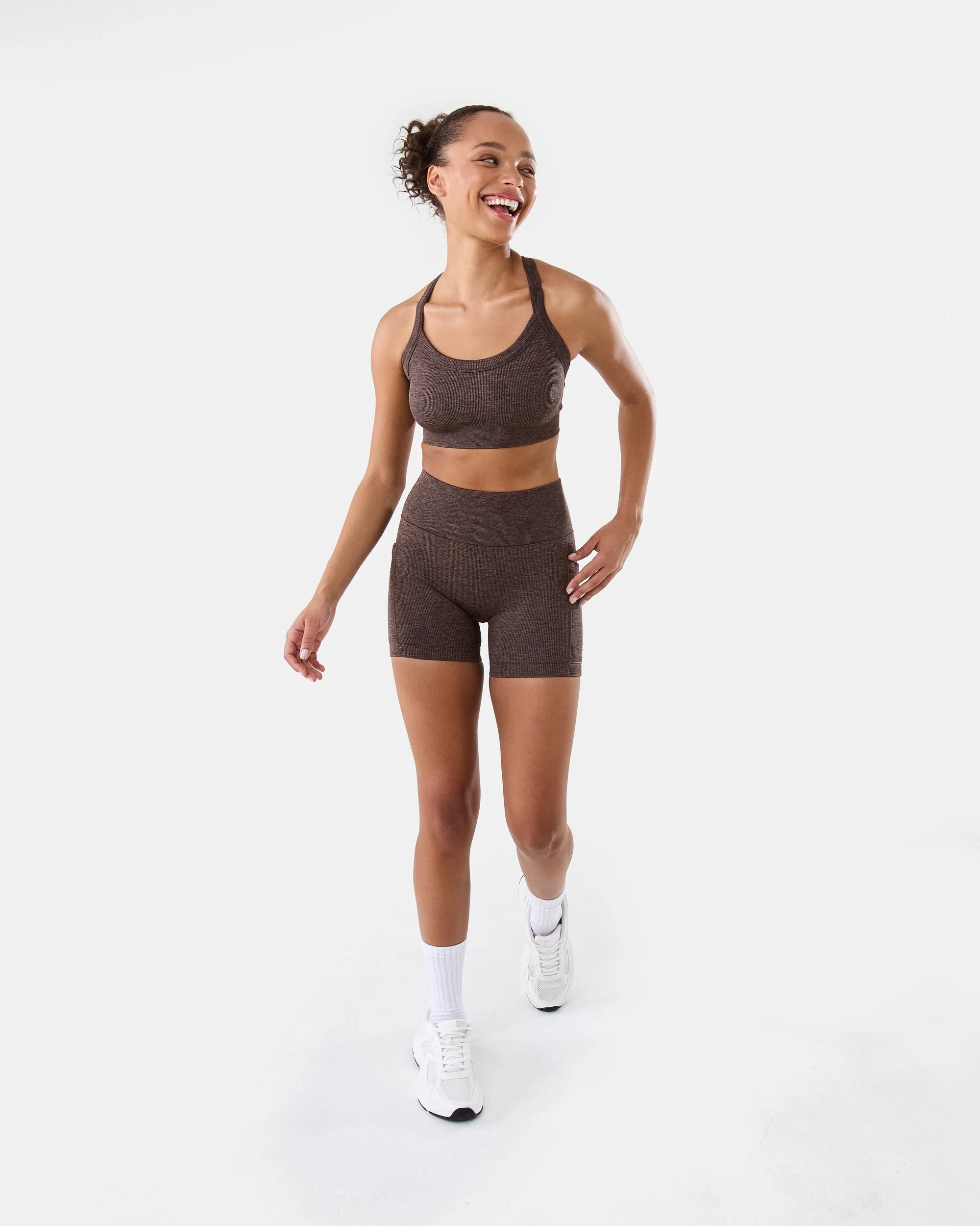 2 Active Womens Seamfree Pocket Bike Shorts Drk Espres, 2 of 7