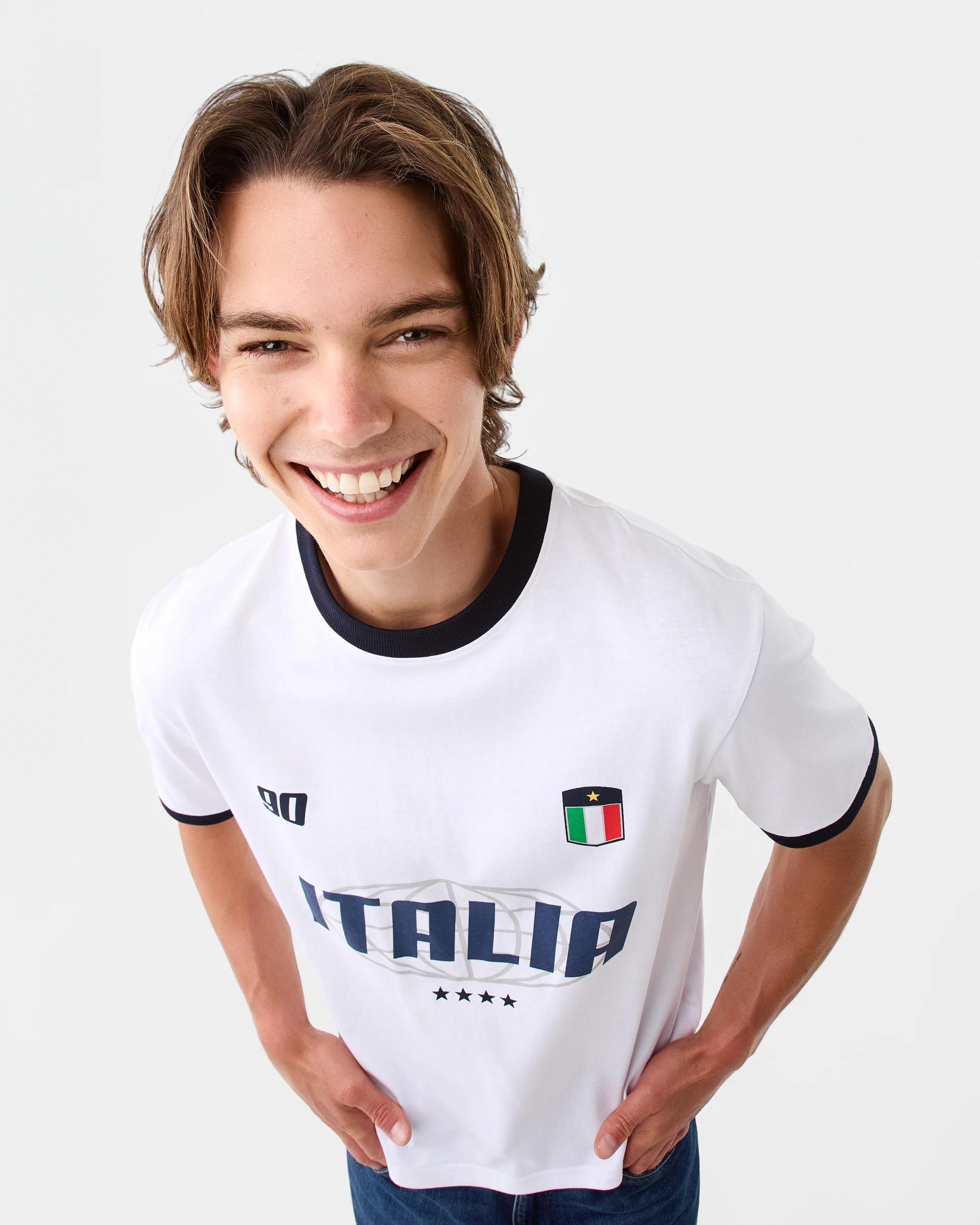 5 Ringer Print T-shirt Wht Italia, 5 of 10