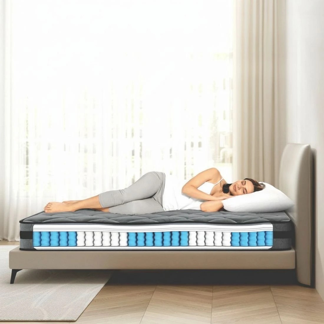 5 Giselle Bedding 22cm Mattress Medium Firm Single - Single Bed - Grey, 5 of 6