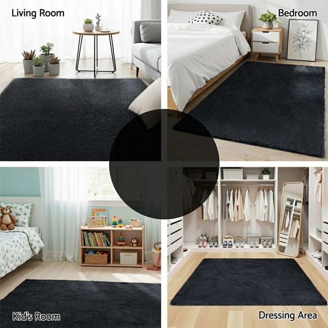 8 Artiss Floor Rug 160x230cm Plush Area Shaggy Rug Living Room Bedroom Carpet - Black, 8 of 9