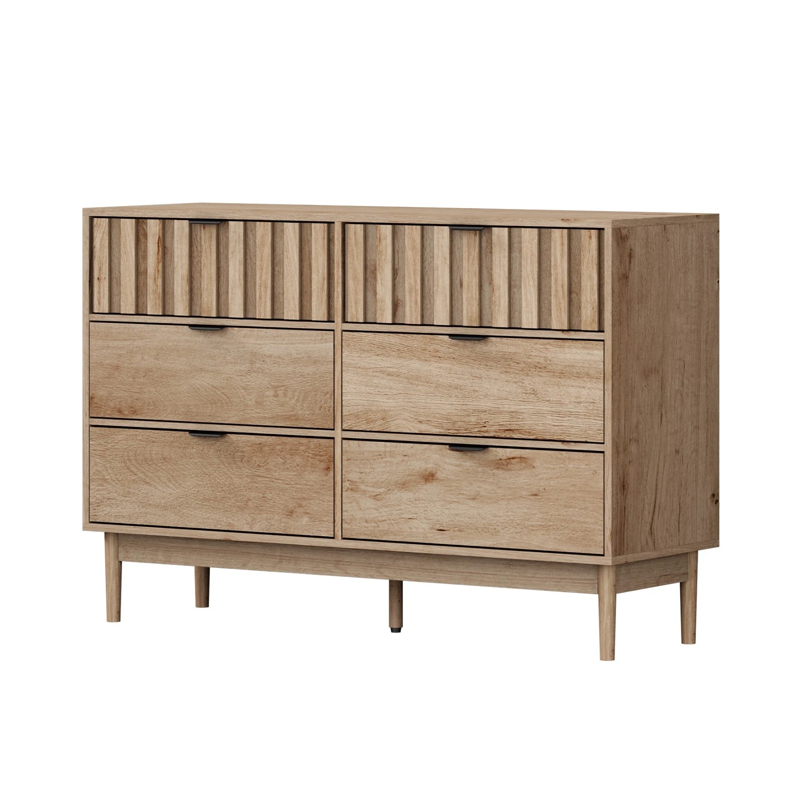 1 Oikiture 6 Chest of Drawers Organizer Dresser Storage Cabinet Lowboy - Natural, 1 of 9