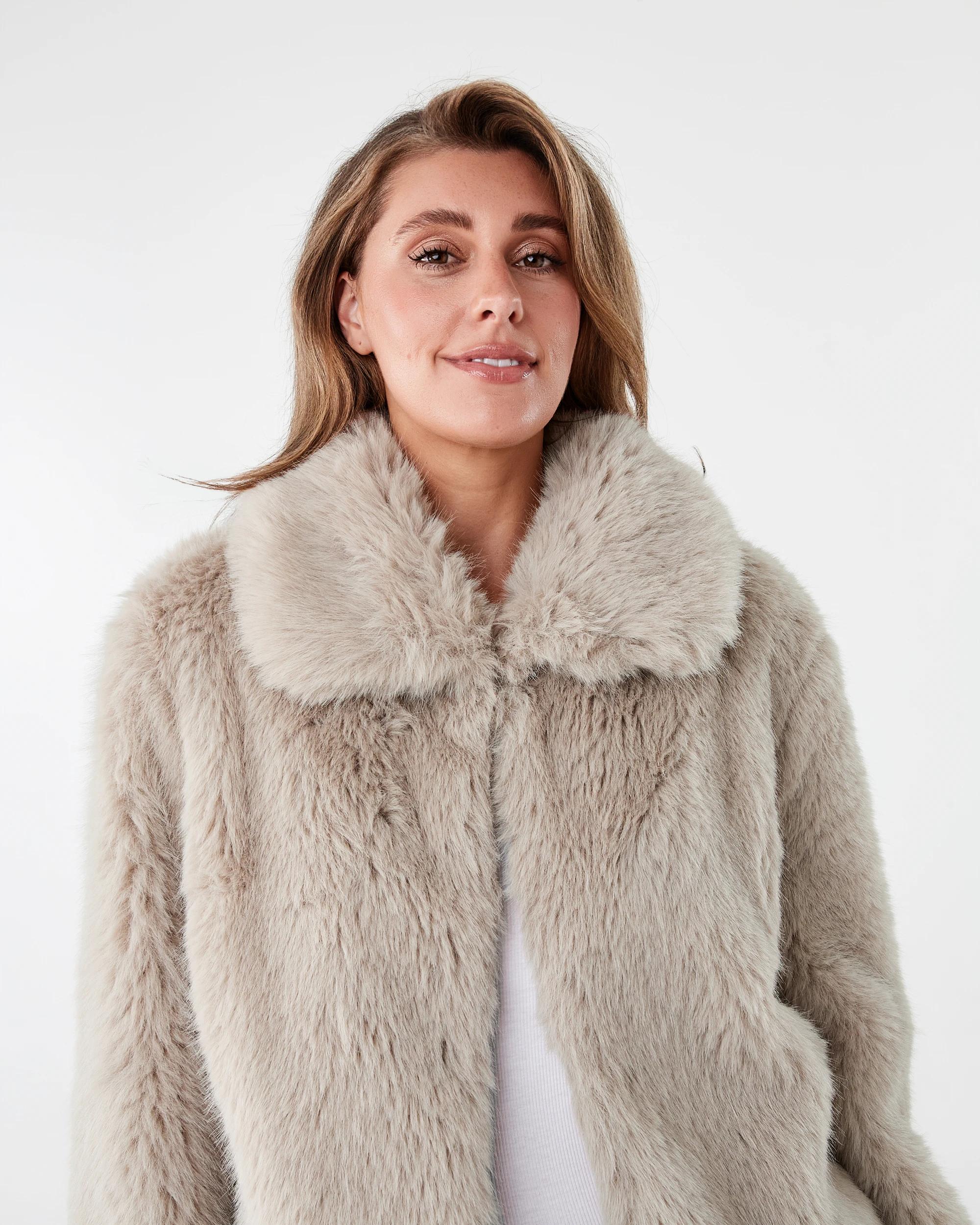 4 Faux Fur Coat Nat Beige, 4 of 8