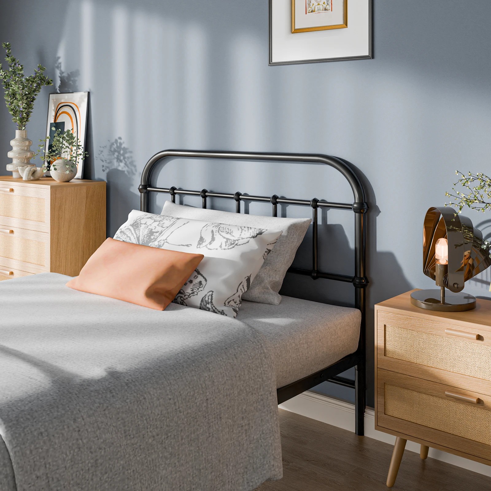 5 Alfordson Metal Bed Frame King Single Mattress Base Industrial Platform - Black, 5 of 10