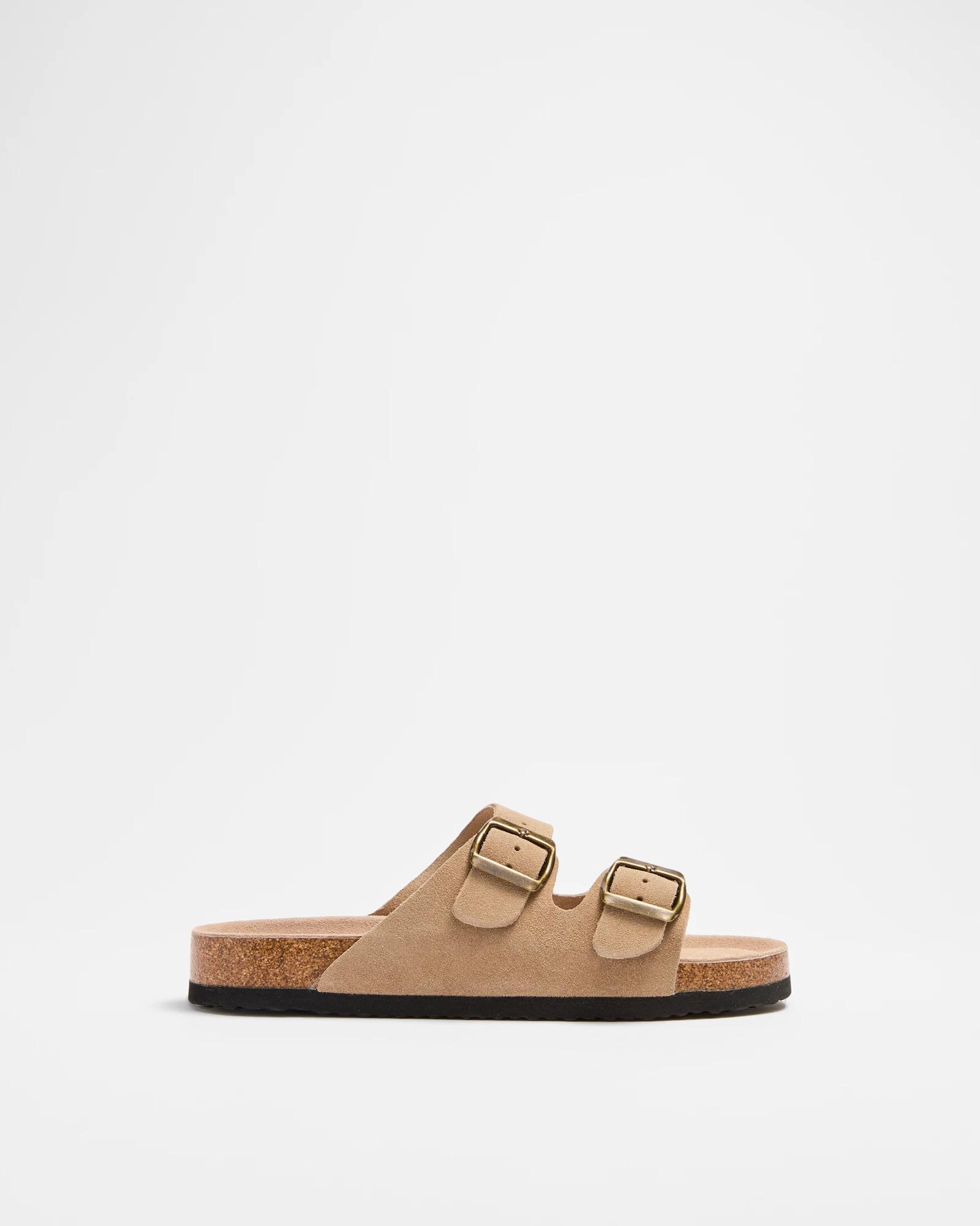 1 Target Girls Youth Leather Moulded Cork Sandal TAUPE, 1 of 3