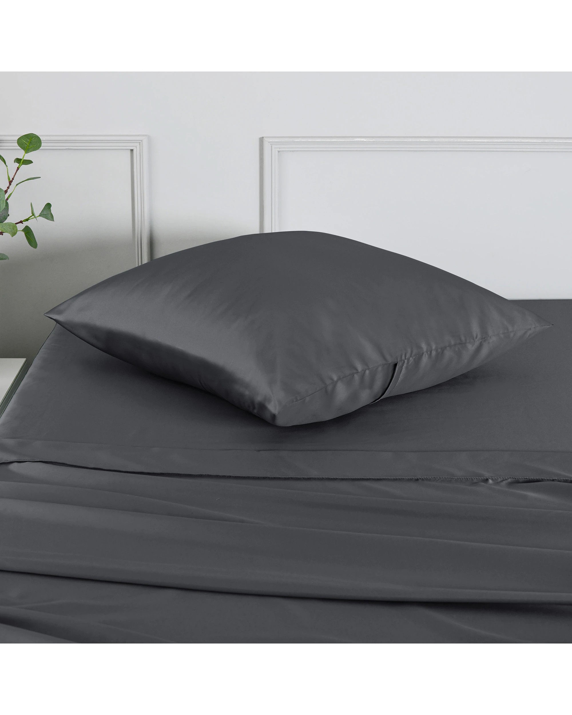 2 Dreamaker Matte Satin Euro Pillowcase - Charcoal, 2 of 5