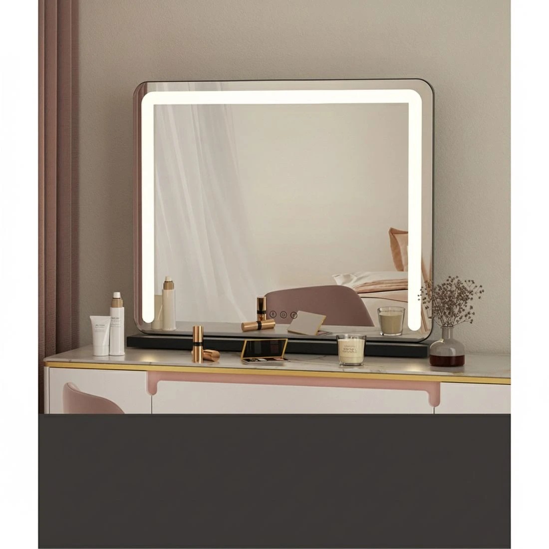 4 Embellir Makeup Mirror 60x50cm Hollywood Vanity with LED Light Tabletop - Black, 4 of 6