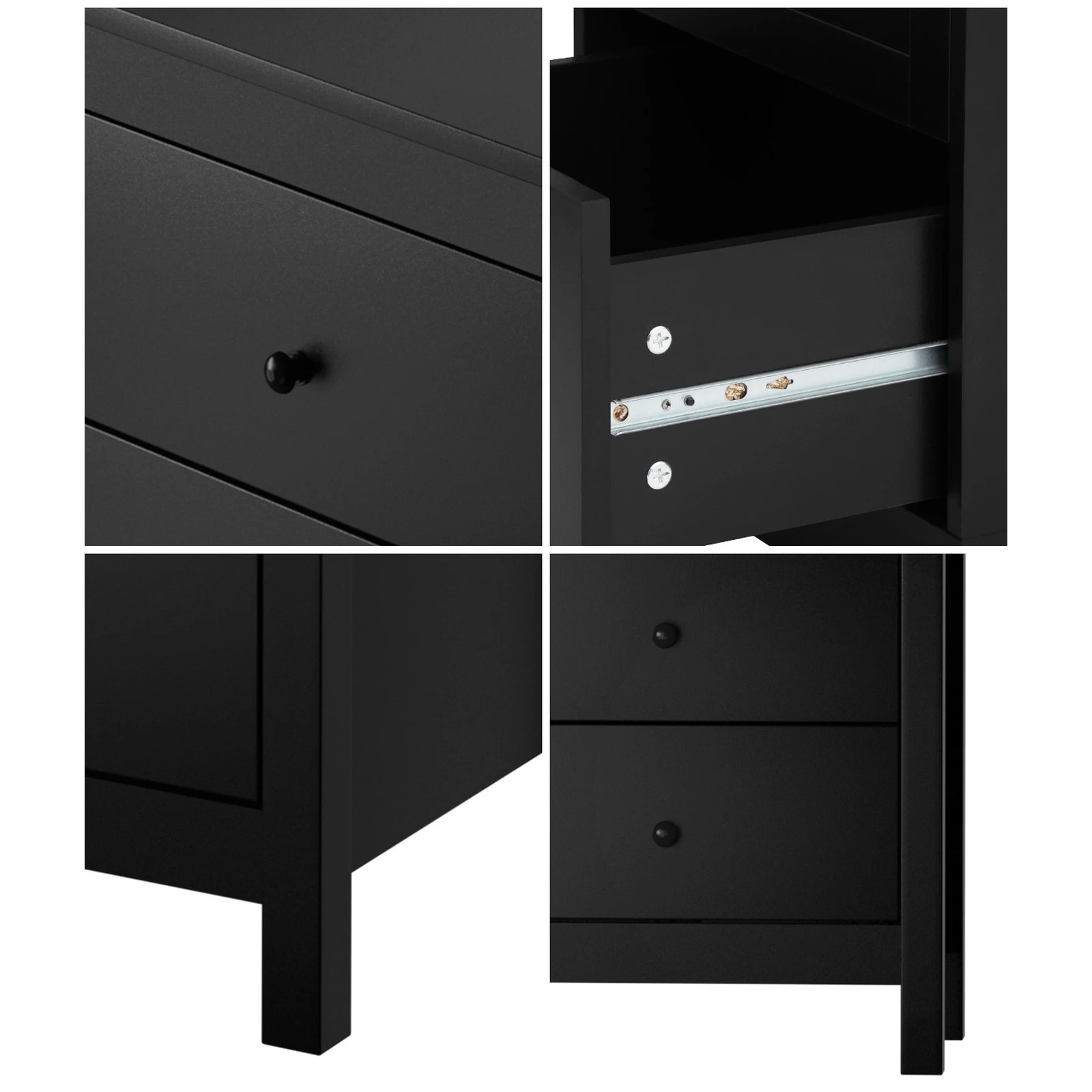 4 Oikiture Bedside Table 3 Drawers Storage Cabinet Nightstand
 - Black, 4 of 10