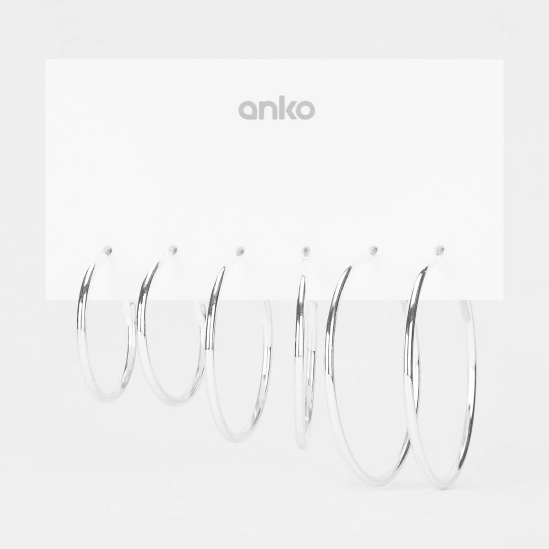 5 3 Pack Thin Hoop Earrings - Silver Tone, 5 of 5