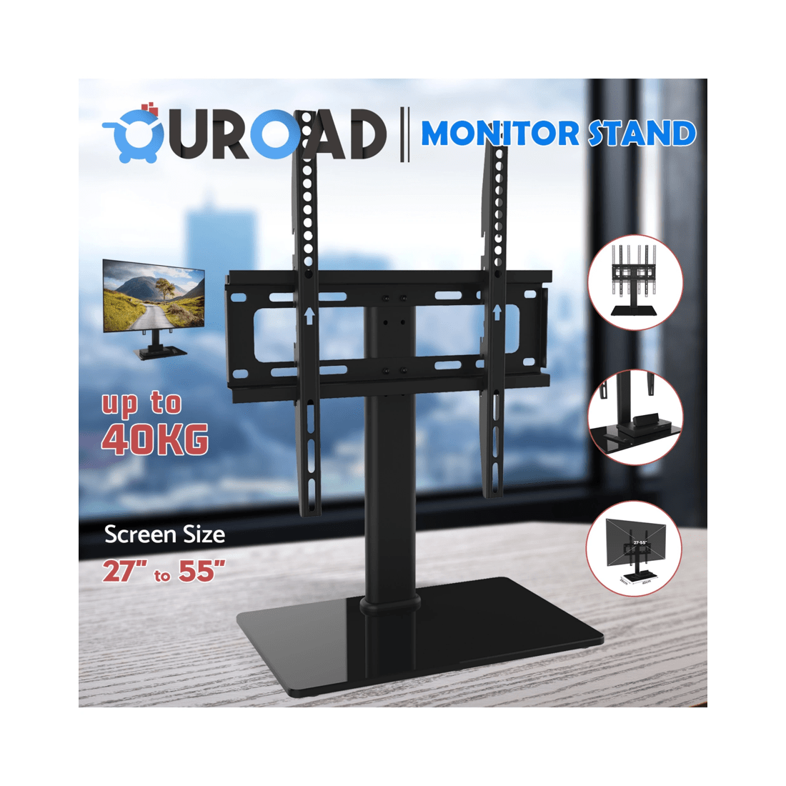 4 Universal Table Top Tv Stand With Bracket Adjustable Height For 37-55 Inch Various Vesa Black, 4 of 10