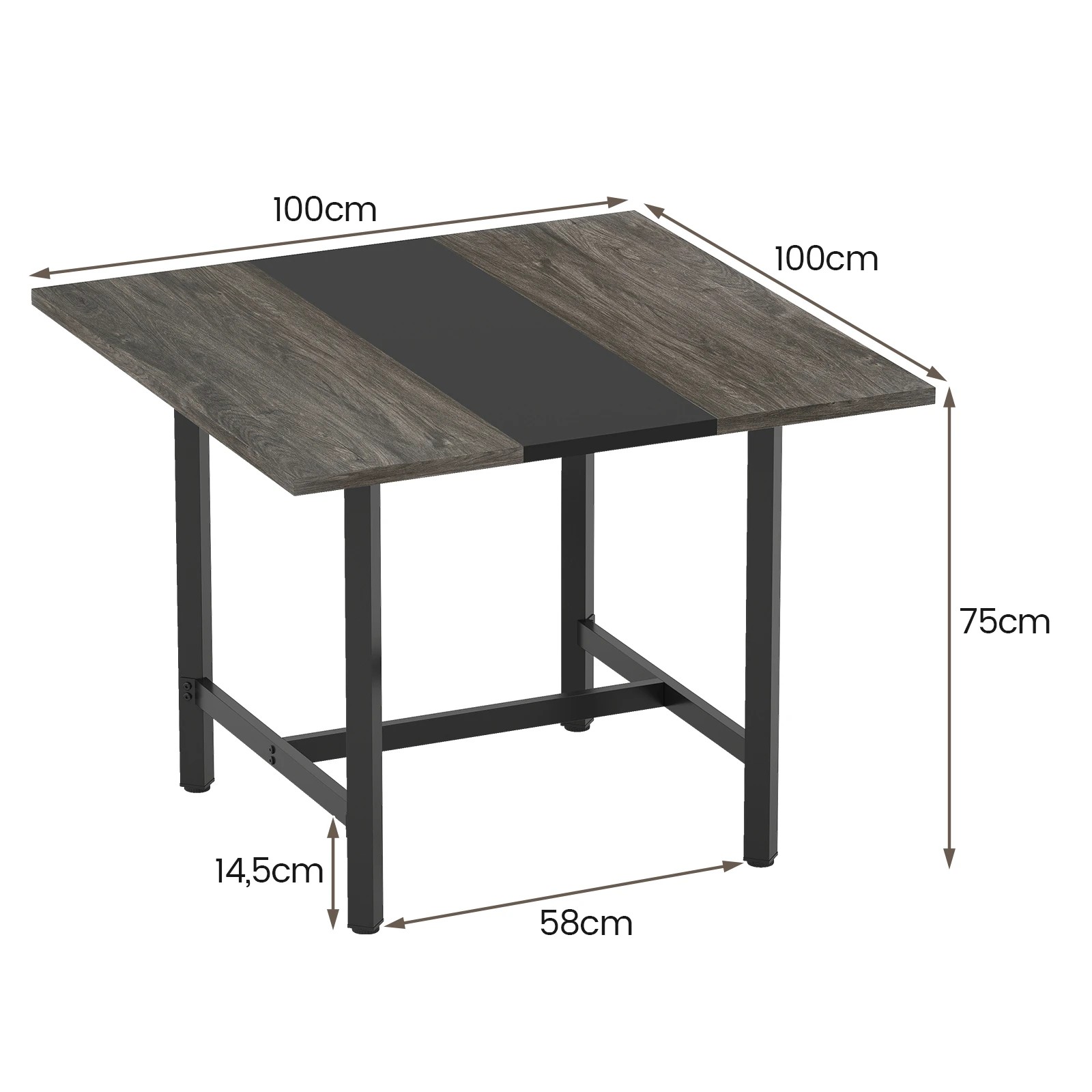 2 Costway 100cm Square Conference Table Meeting Room Seminar Table - Grey, 2 of 7