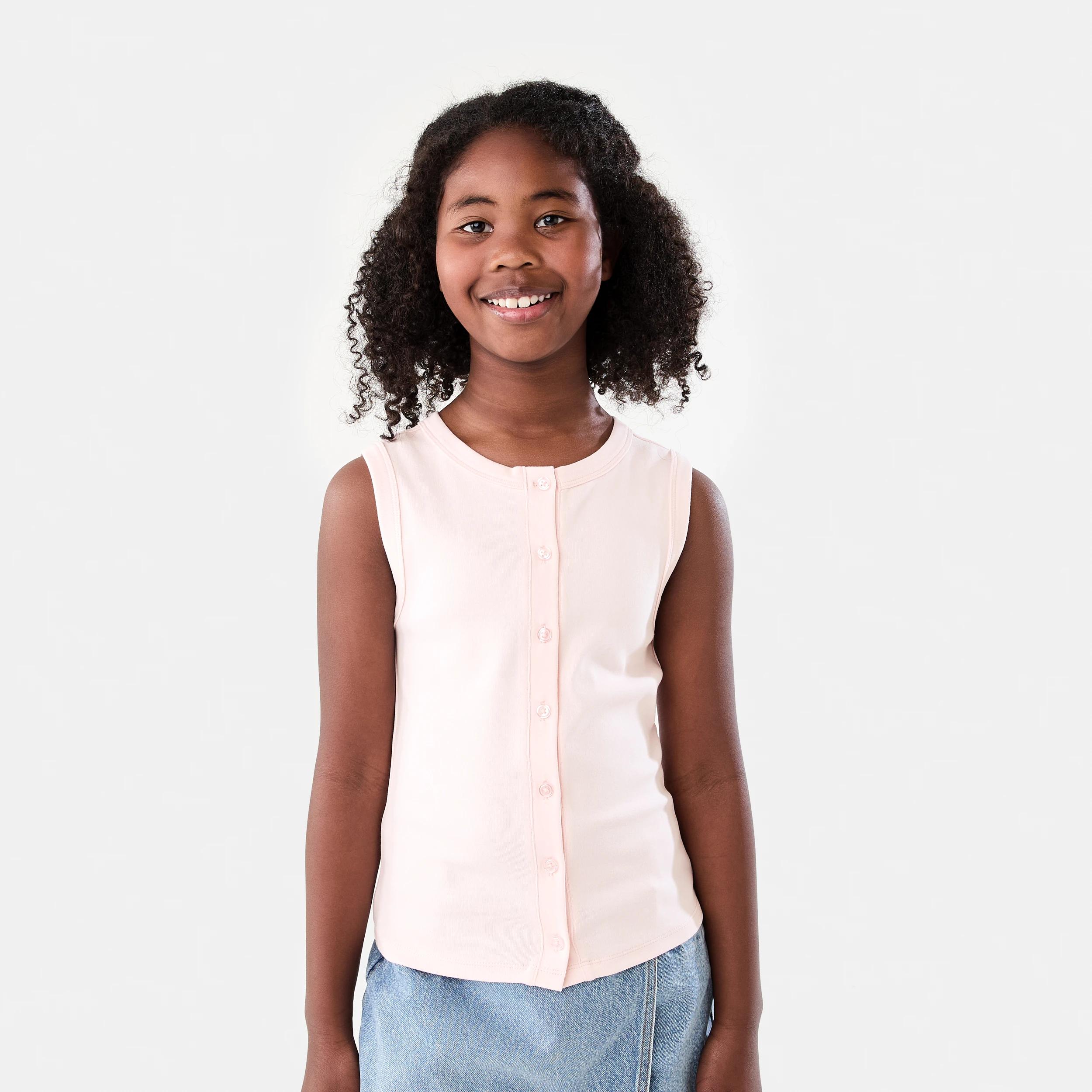 1 Button Through Rib Tank Dogwd Pink, 1 of 7