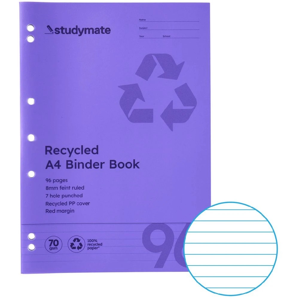 1 Studymate PP A4 Binder Book 96 Page Purple, 1 of 3