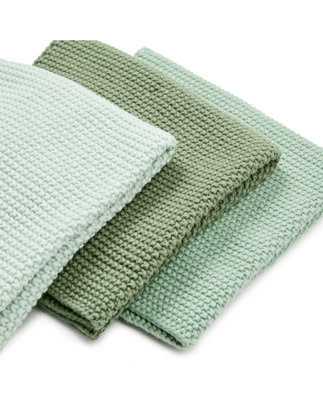 3 Pack of 3 Knitted Dish Cloths - Green, 3 of 6