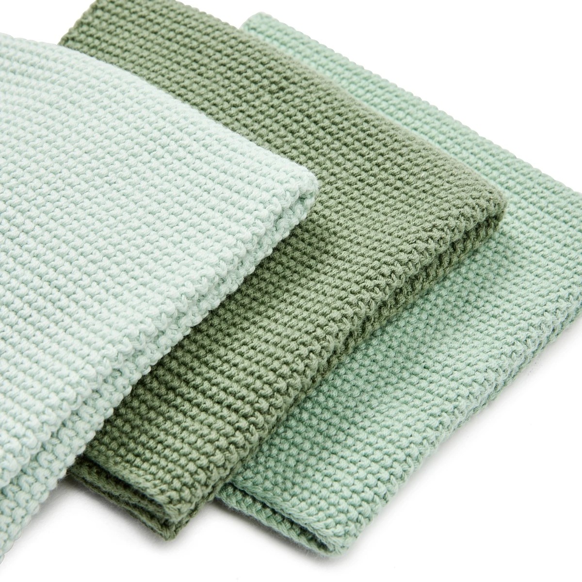 3 Pack of 3 Knitted Dish Cloths - Green, 3 of 6