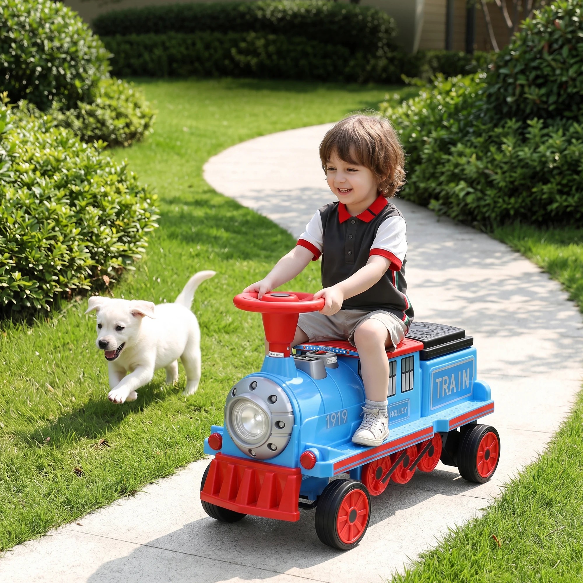 6 Rigo Kids Ride on Car Train 12V Electric Toy 2-Seater Storage 87cm - Blue, 6 of 10