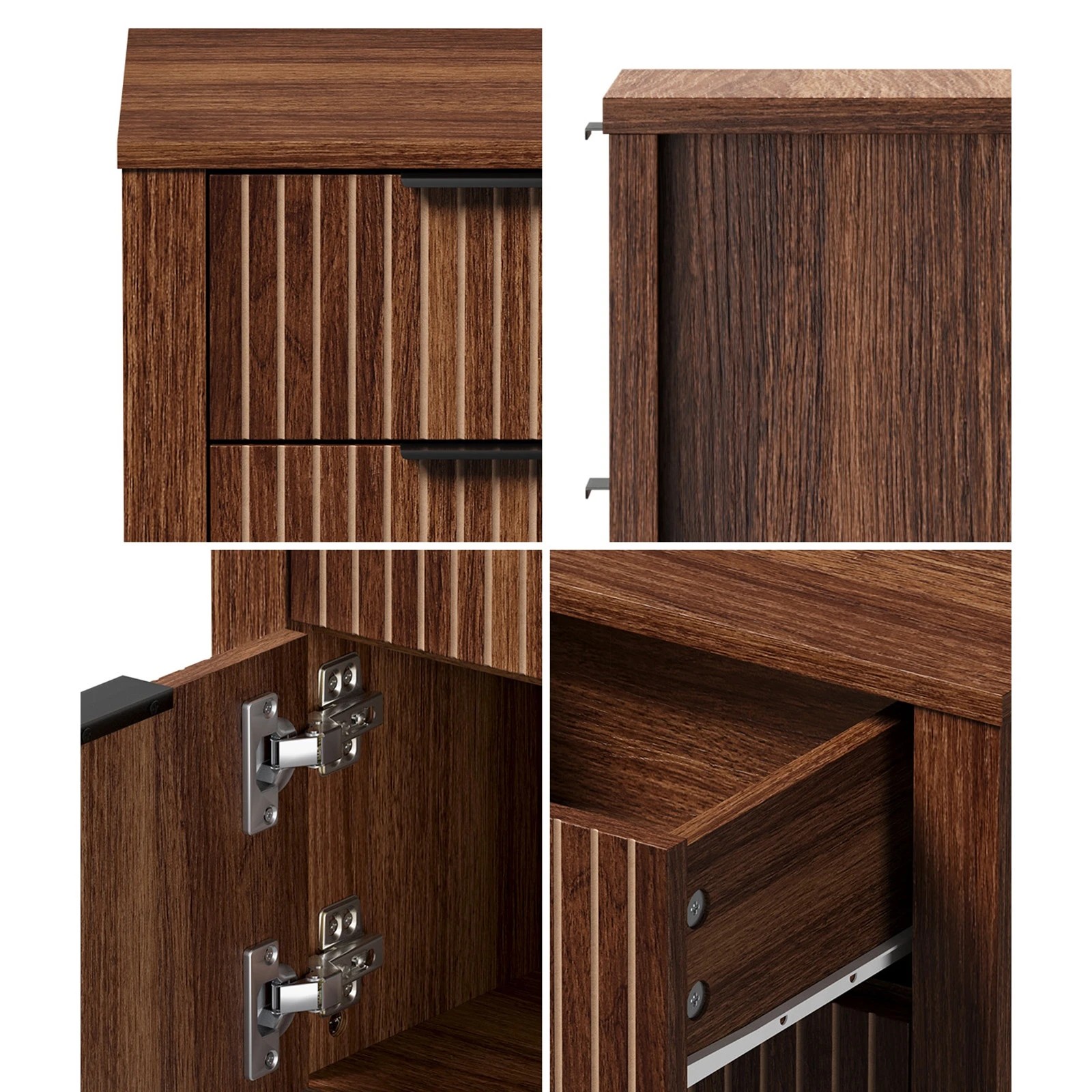 5 Oikiture 2pc Modern Bedside Table Nightstand Drawer Shelf Door Cabinet - Natural, 5 of 9