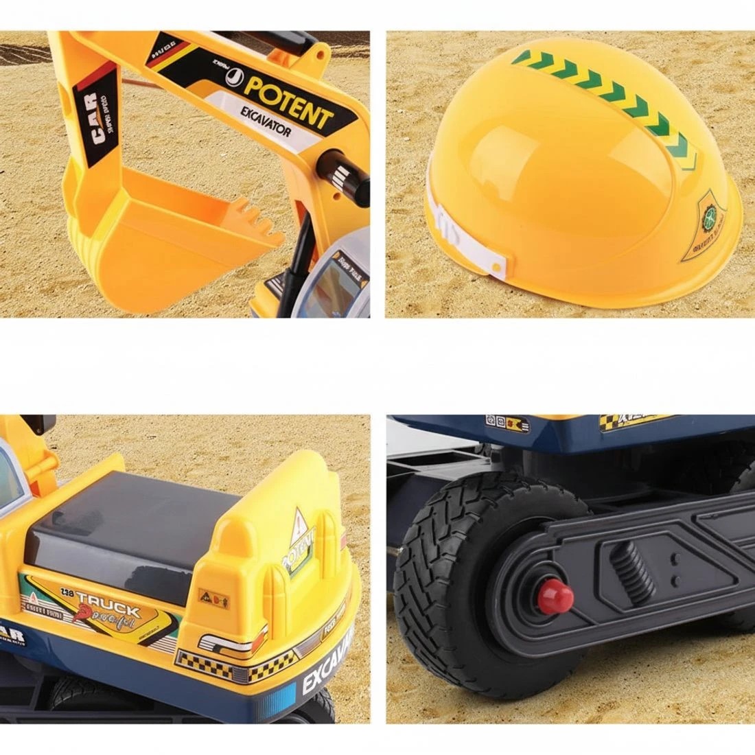 4 Keezi Ride on Car Toys Kids Excavator Digger Sandpit Bulldozer Car Pretend Play Durable Space Saving Sturdy - Yellow, 4 of 4