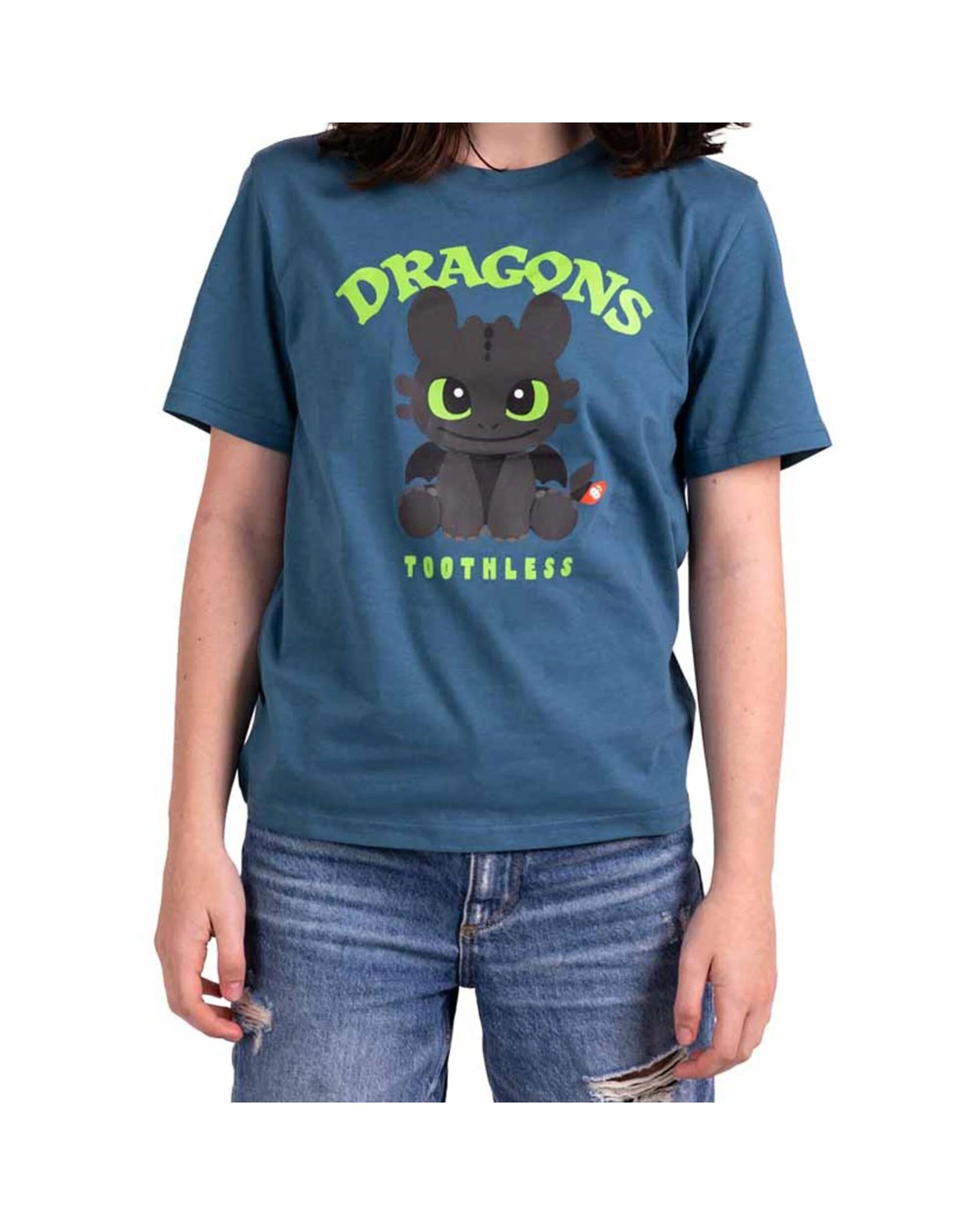 1 How to Train Your Dragon - Chibi Toothless Youth T-Shirt BLUE, 1 of 3
