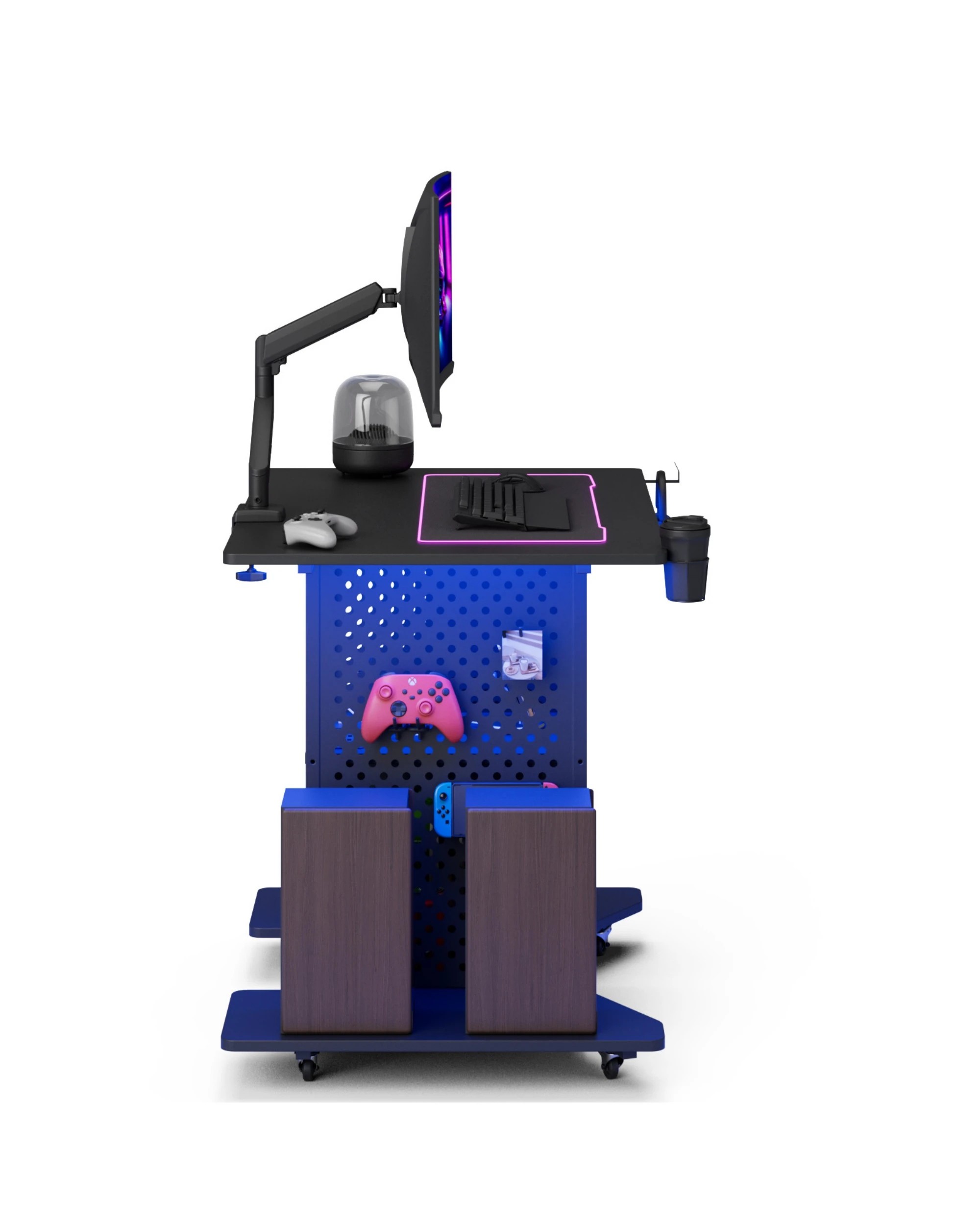 5 Movable Gaming Desk with LED Lights & Power Outlet, 5 of 8