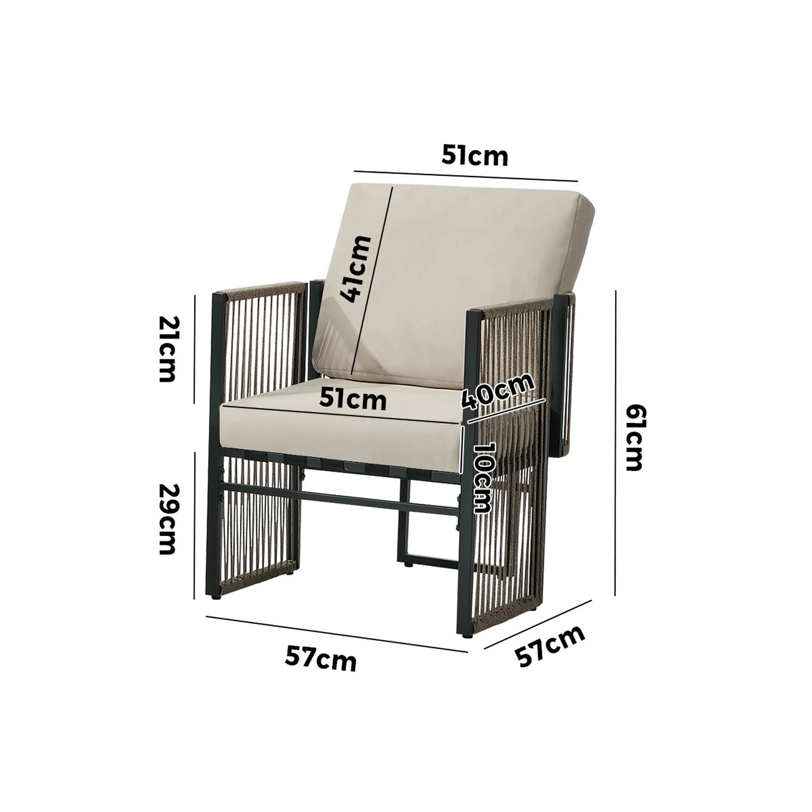 2 Livsip 2 Pieces Outdoor Patio Chair Bistro Lounge with Cushions Woven Rope - Multi, 2 of 8