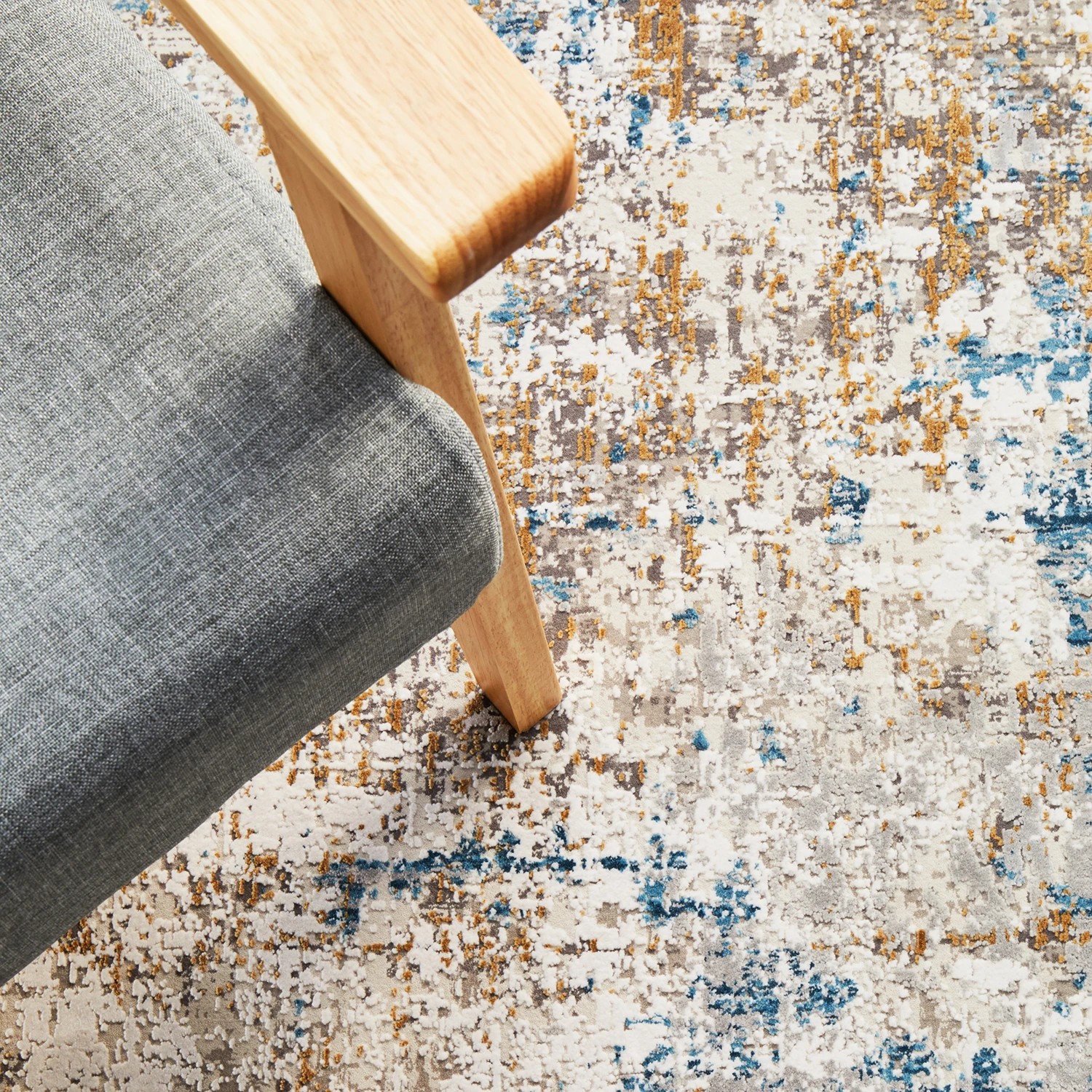 8 Common Ground Rugs Glimmers 108 290x200cm - Large Bamboo Silk Power Loomed Floor Rug - Blue, 8 of 9
