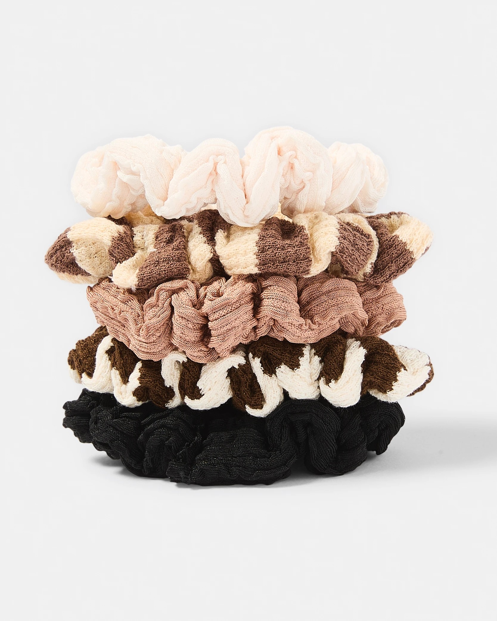 1 5 Pack Stripe Mini Hair Scrunchies, 1 of 5