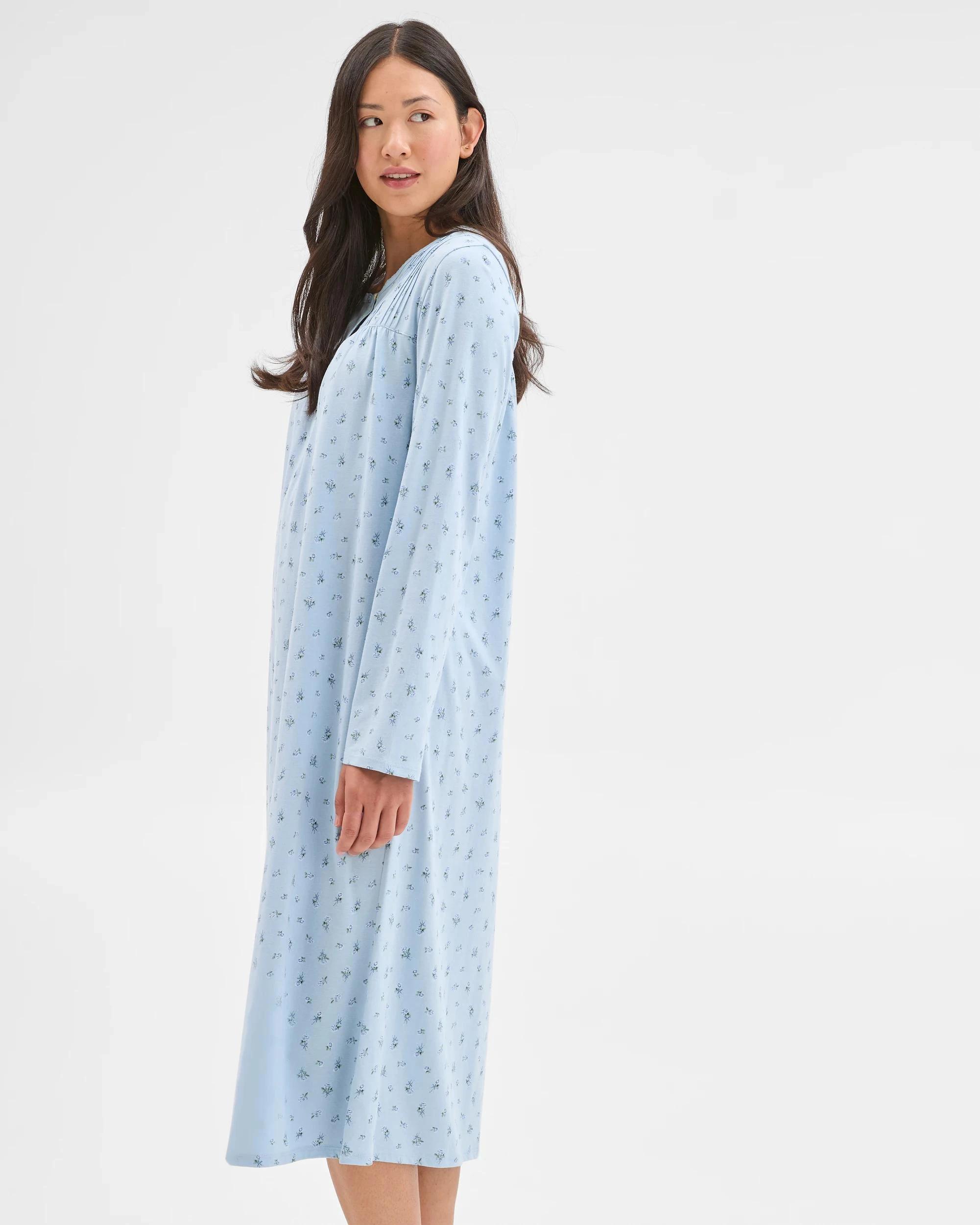6 Target Woman Australian Cotton Long Sleeve Traditional Pintuck Nightie BLUE BOW, 6 of 6