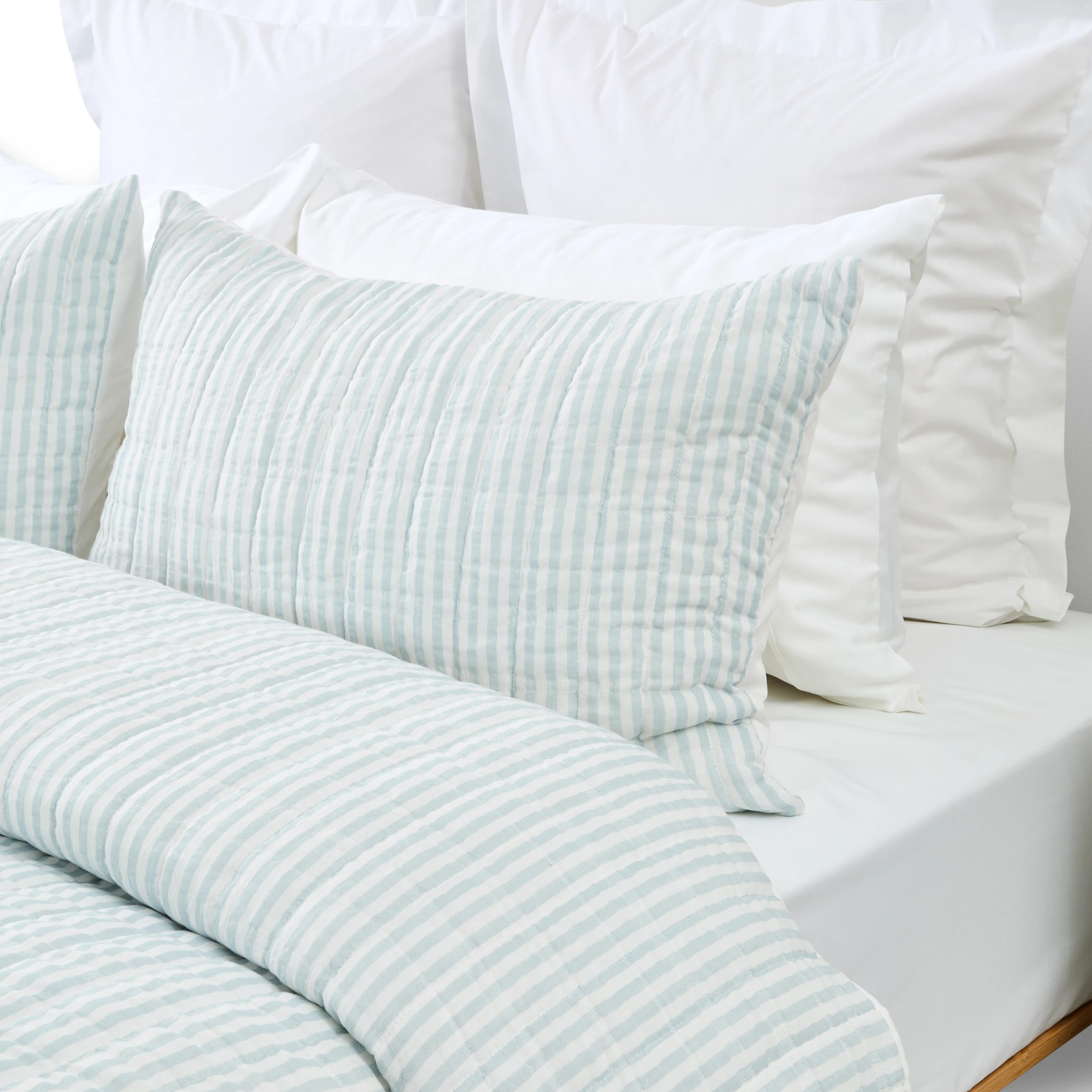 3 Stripe Coverlet Set - Queen/ King Bed, Blue, 3 of 7