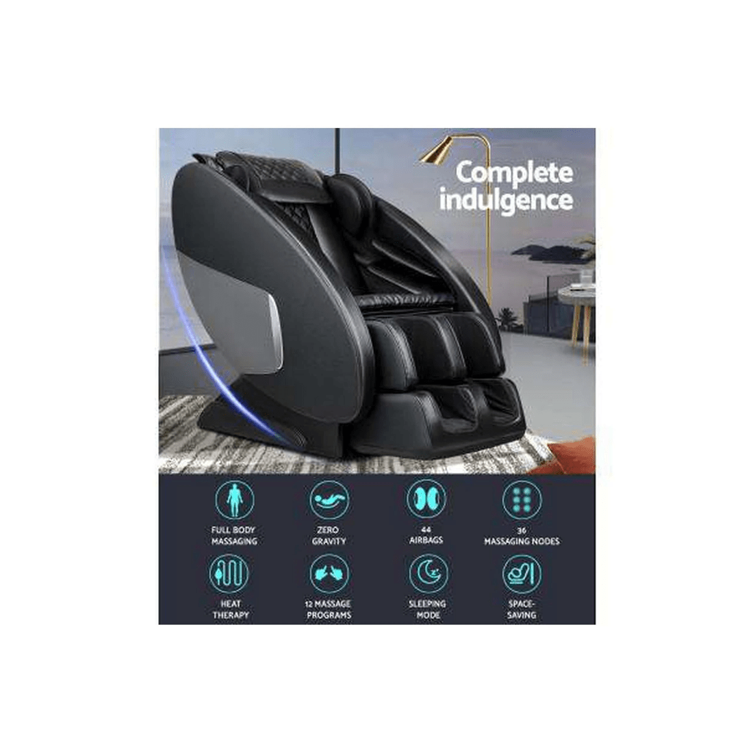 4 Electric Massage Chair Zero Gravity Recliner Fully Auto Shiatsu Heating Massager - Black, 4 of 7