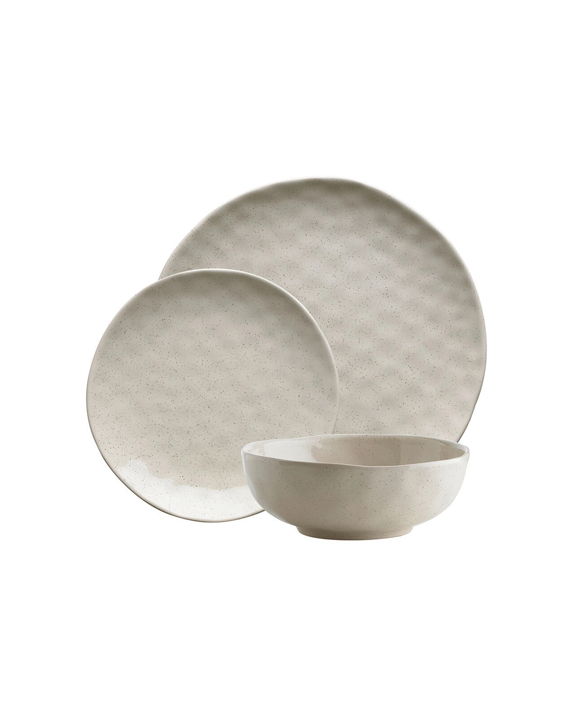 1 Ecology 12pc Speckle Oatmeal Dinner Set Stoneware Organic Shape Gloss Fleck - Beige, 1 of 2
