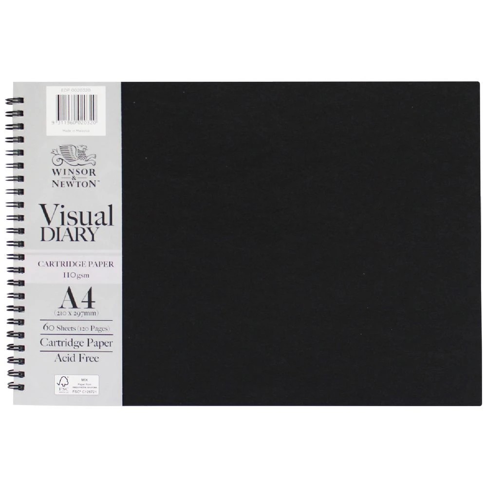 1 Winsor & Newton A4 Visual Art Diary 110gsm 60 Sheets Black, 1 of 1