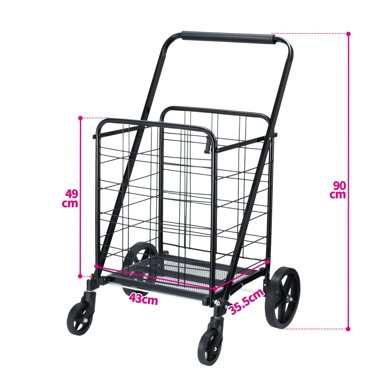 2 Ausway 40kg Folding Shopping Trolley Grocery Cart Basket Rolling Foldable Market Laundry Camping Dolly, 2 of 6