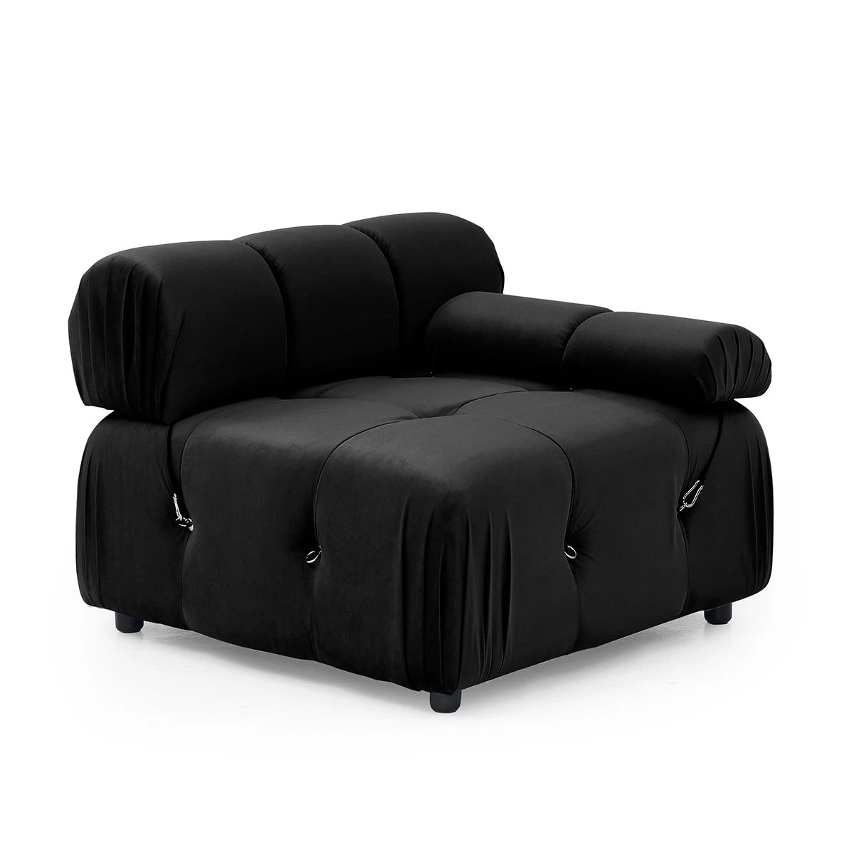 5 Foret 2 Seater Sofa Modular Arm Seat Tufted Velvet Lounge Couch Chaise Black, 5 of 9