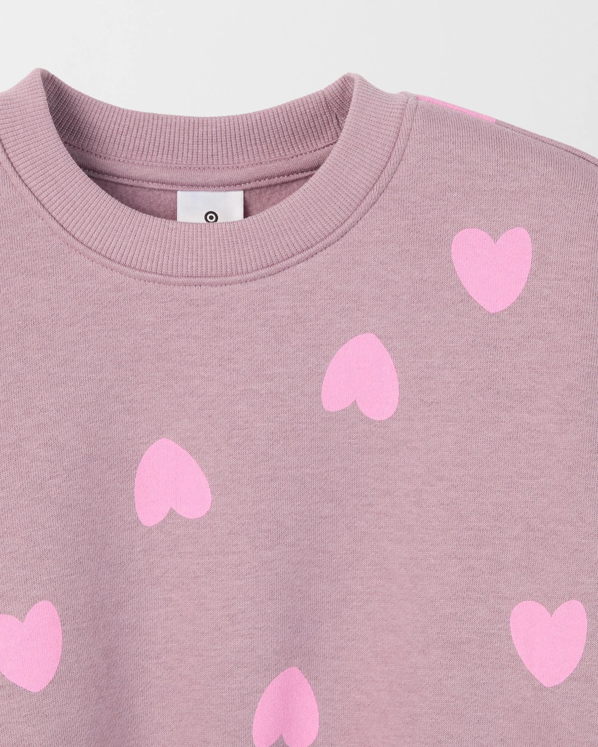 5 Target Kids Australian Cotton Blend Loose Fleece Jumper PINK HEART AOP PURPLE, 5 of 5