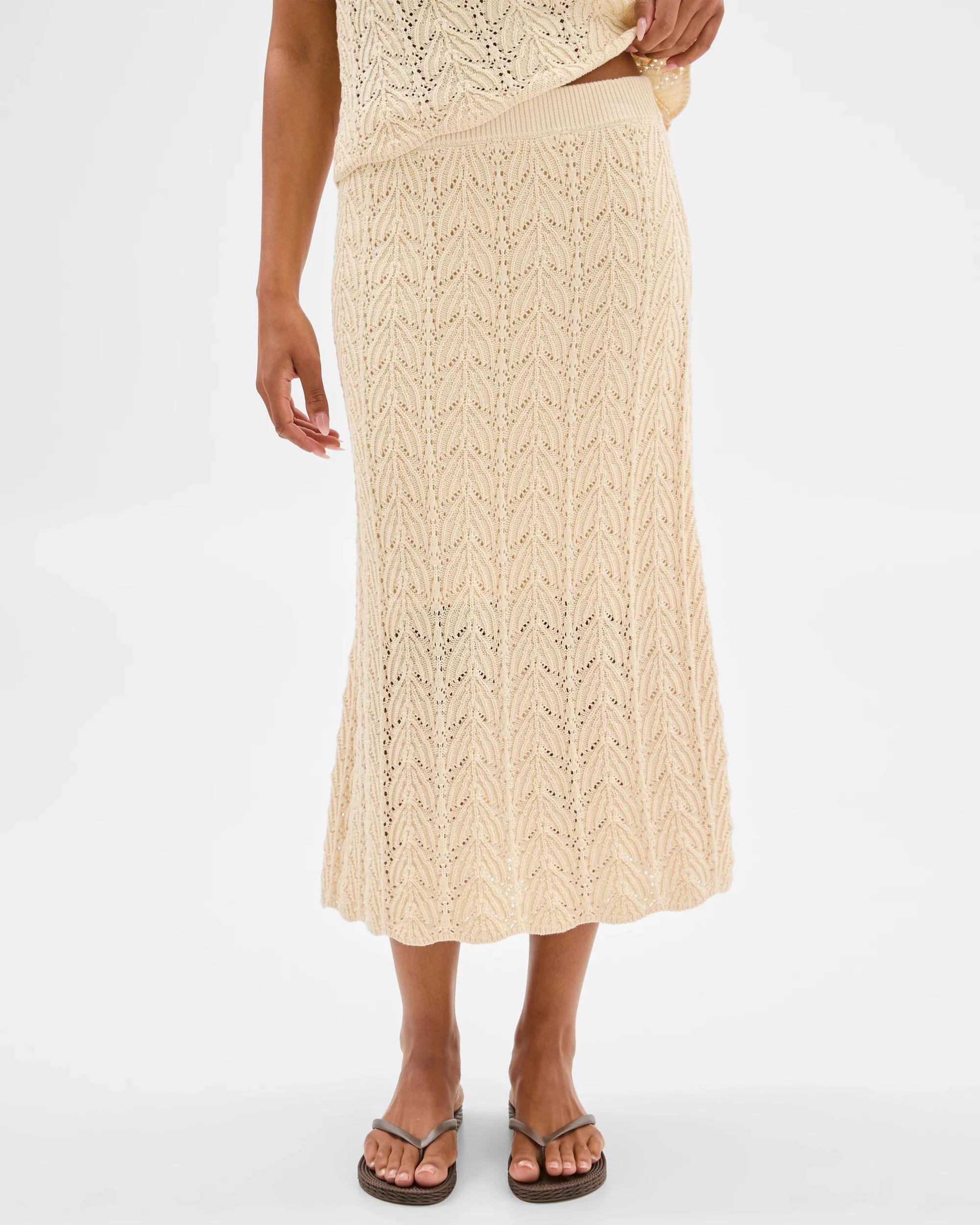 8 Target Australian Cotton Knitted A-Line Crochet Skirt NATURAL, 8 of 8