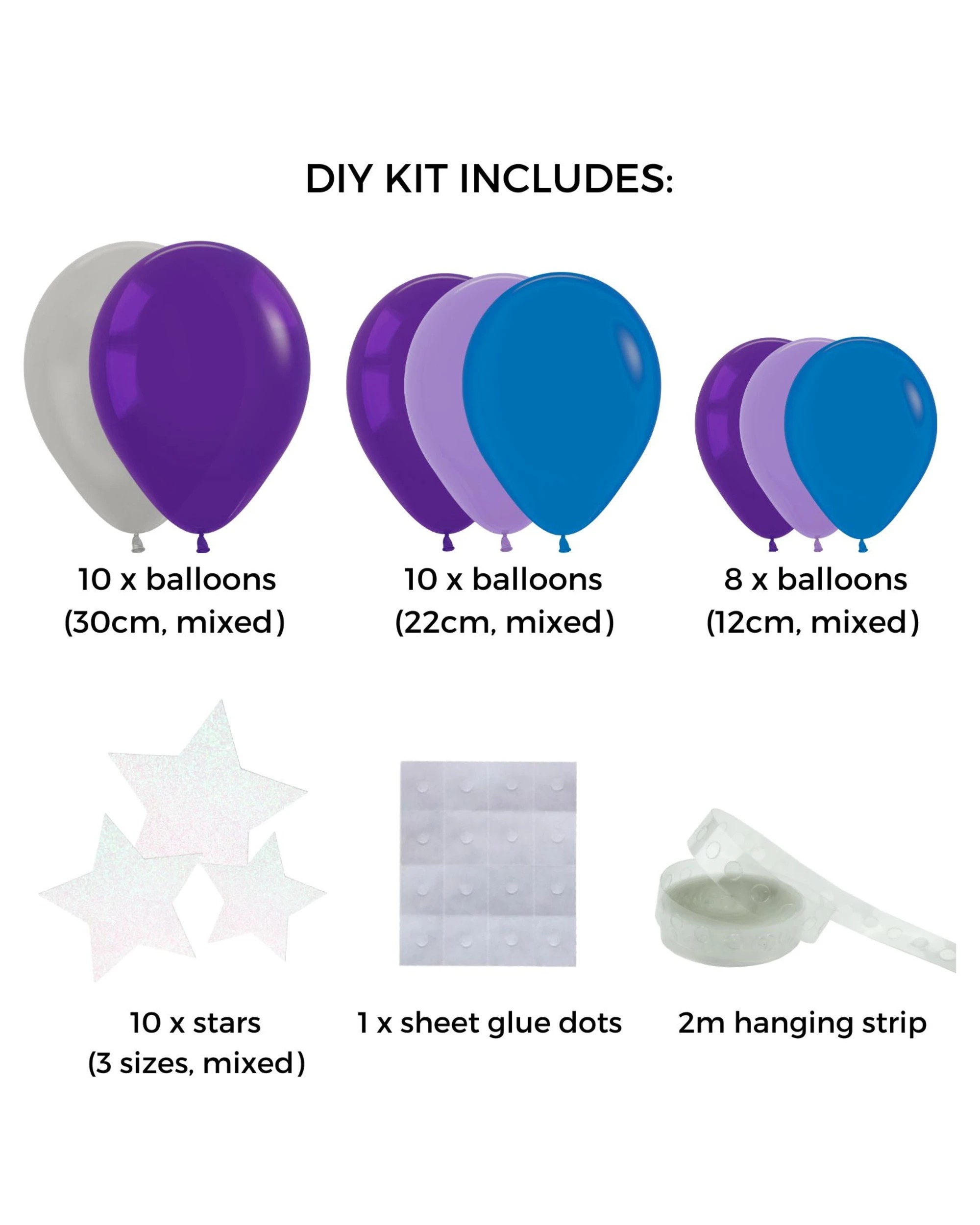 3 Unique Purple Galaxy Balloon Garland Kit - Purple, Blue, Silver, 3 of 5