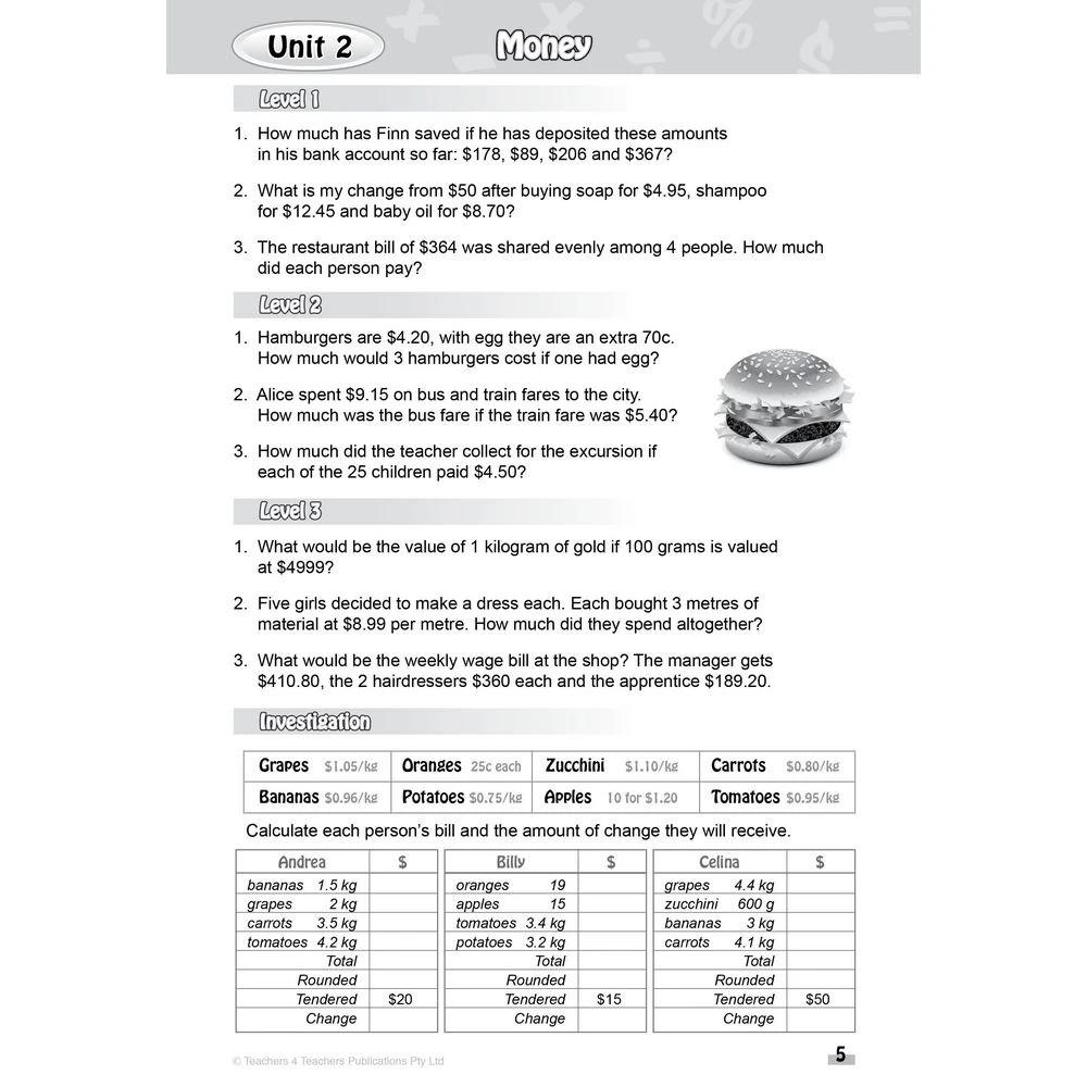 4 Problem Solved Mathematics Activity Book 5, 4 of 4