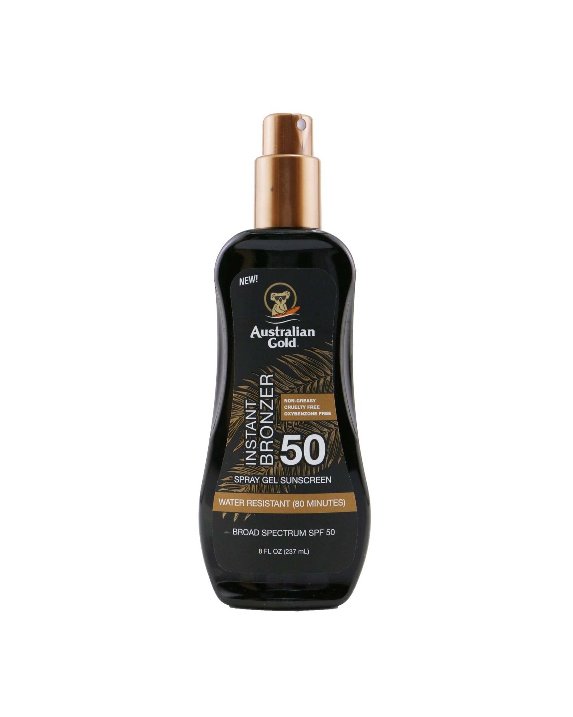 1 Australian Gold Spray Gel Sunscreen SPF 50 with Instant Bronzer  237ml/8oz, 1 of 3