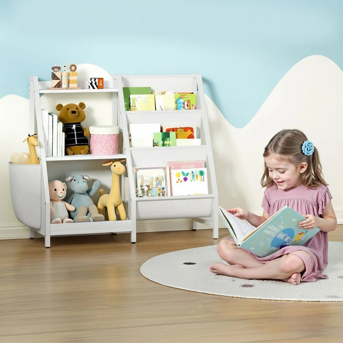 7 Keezi 3-Tier Kids Bookshelf Bookcase Children Toy Storage Organizer Rack Display Shelf - White, 7 of 7