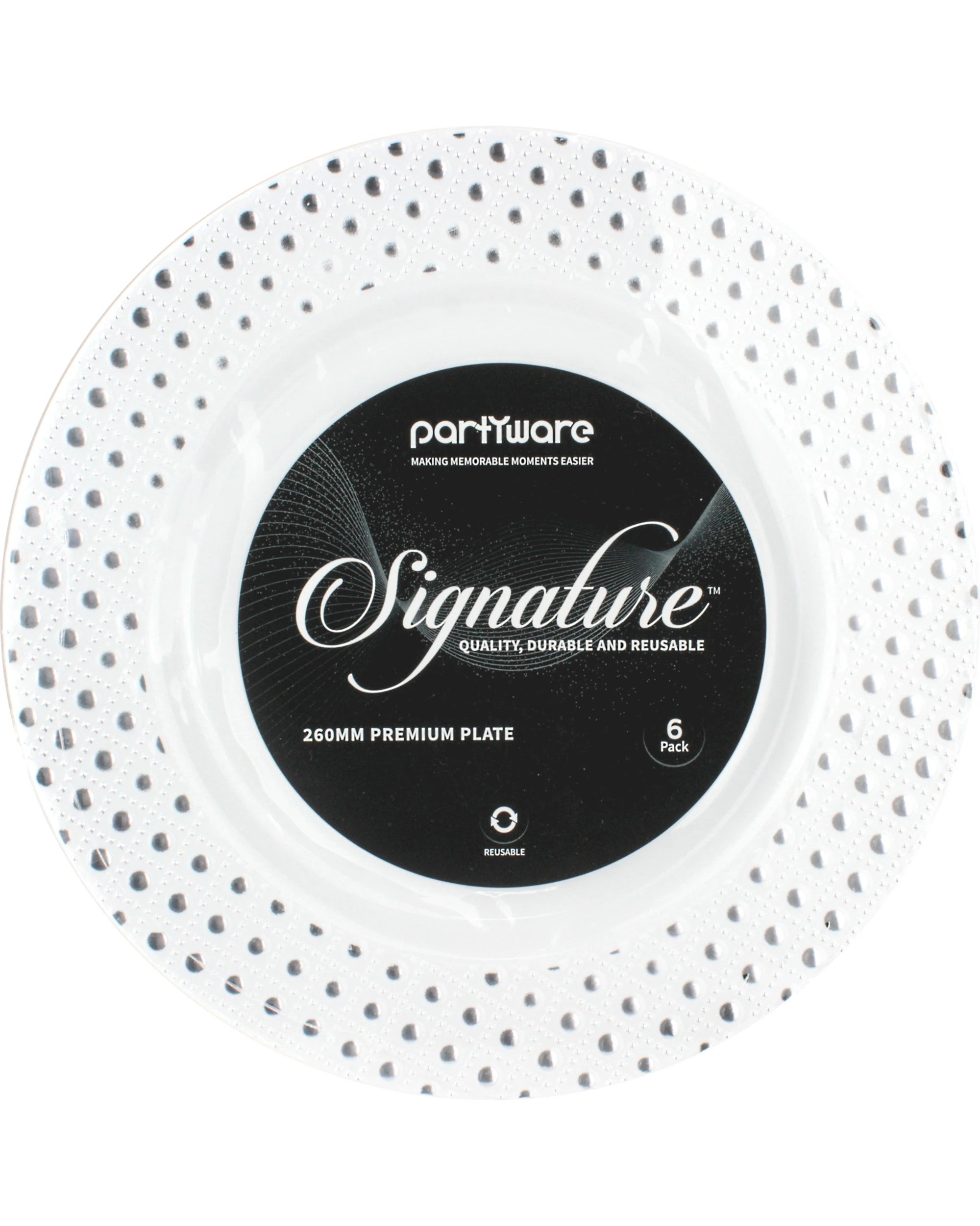 2 Partyware Embossed Dot Trim Large Plates Pack of 6 - Silver, 2 of 2