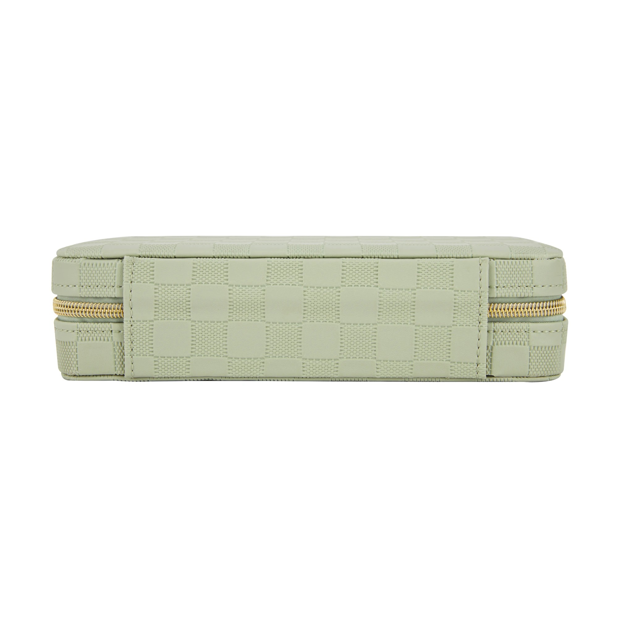 3 Sage Check Large Zip Jewellery Case, 3 of 7