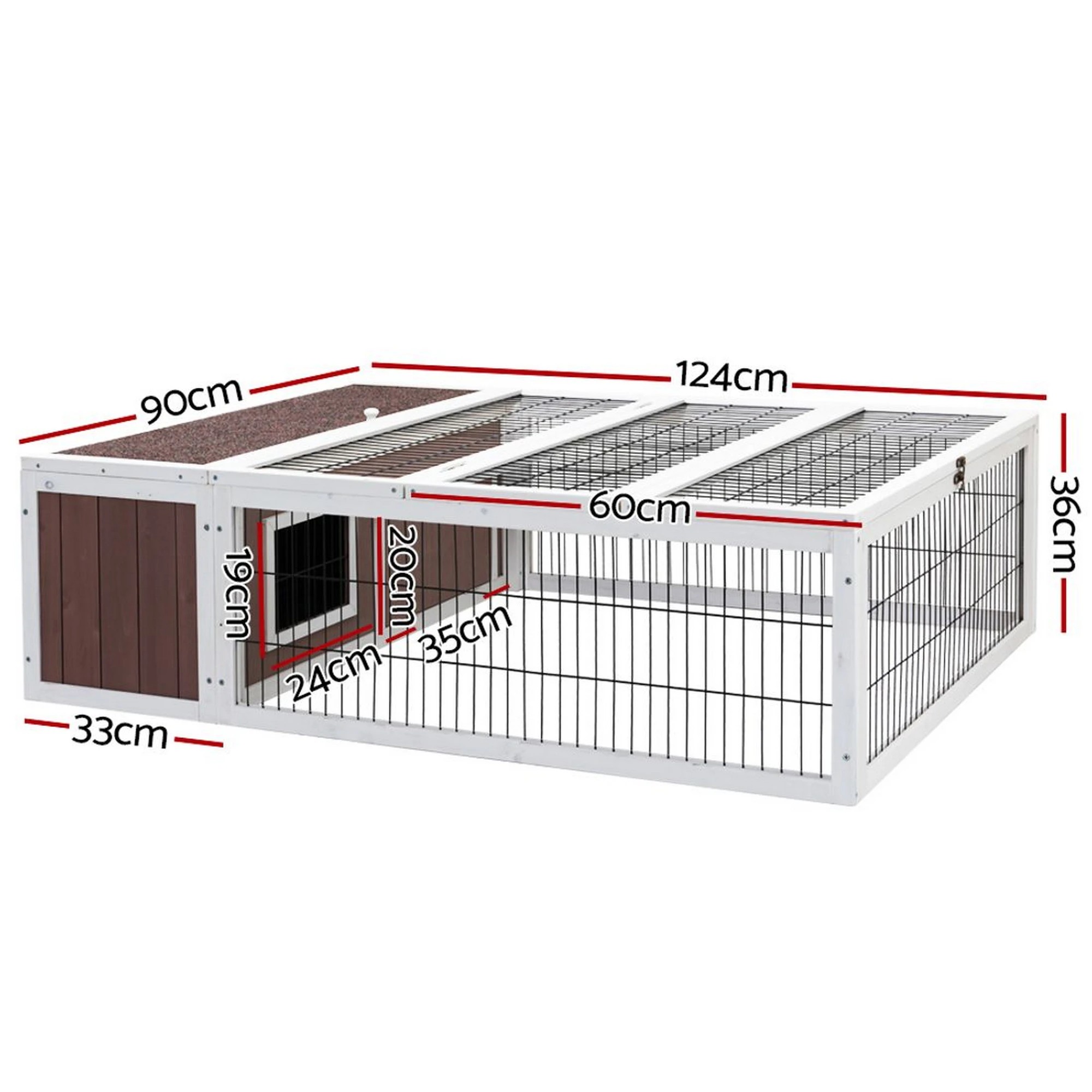 3 i.Pet Rabbit Hutch Chicken Coop Large Outdoor Wooden Run Pet Cage House Coops - Multi, 3 of 7